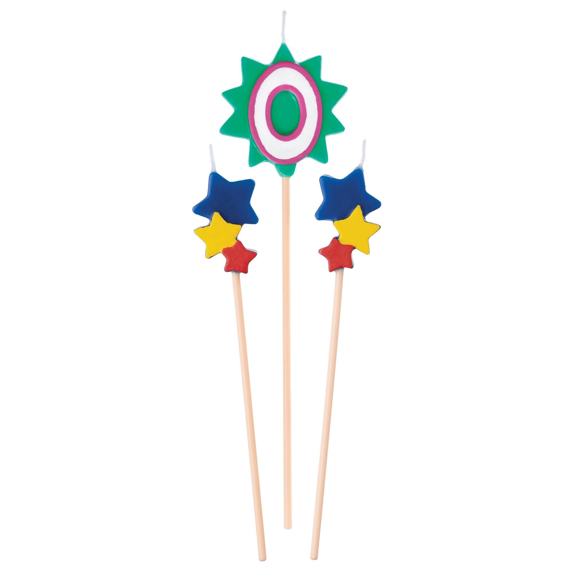 Birthday Star Number (0-9) Candle Pick Set, 3pc