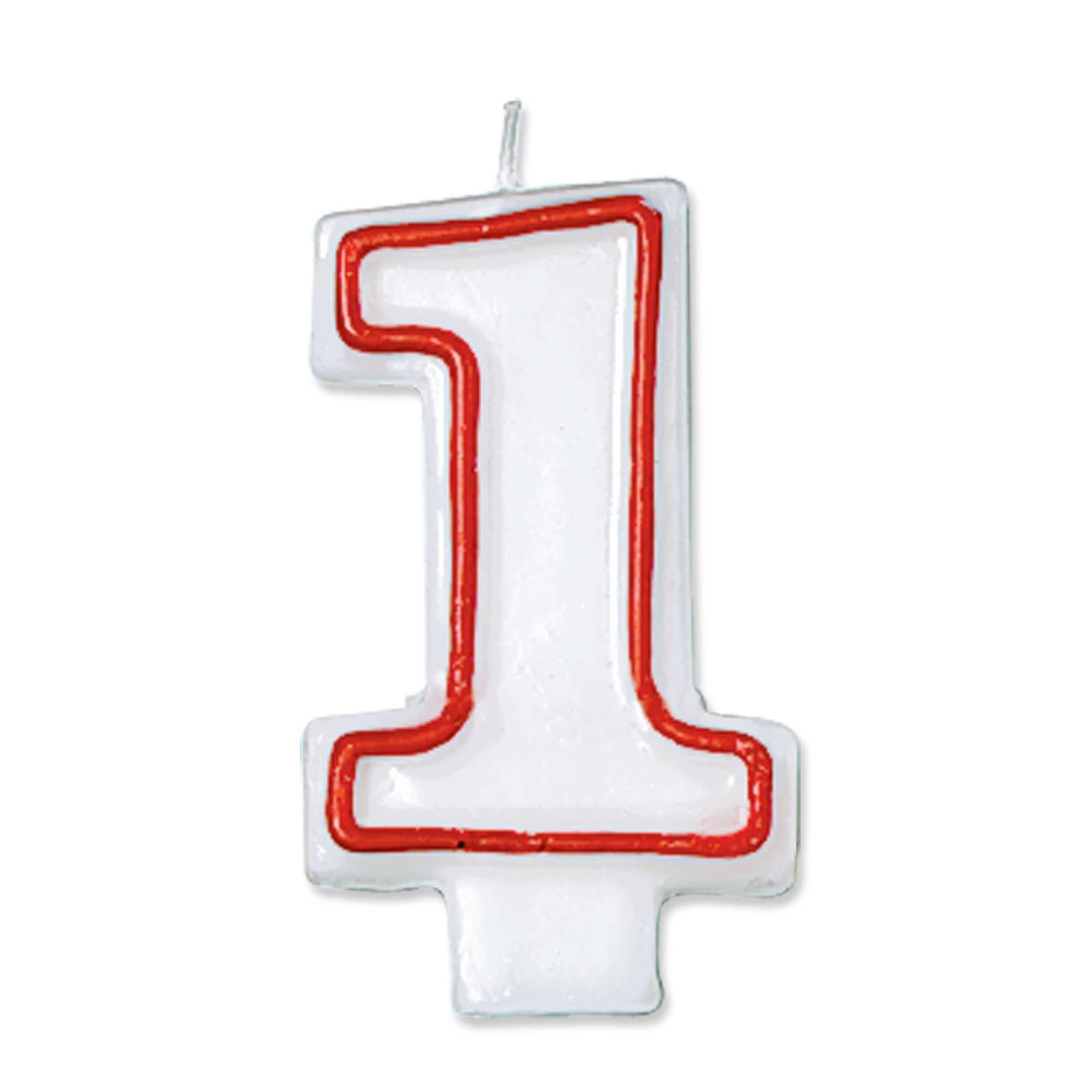Red Outline Birthday Number (0-9) Candle, 3in - Image 2