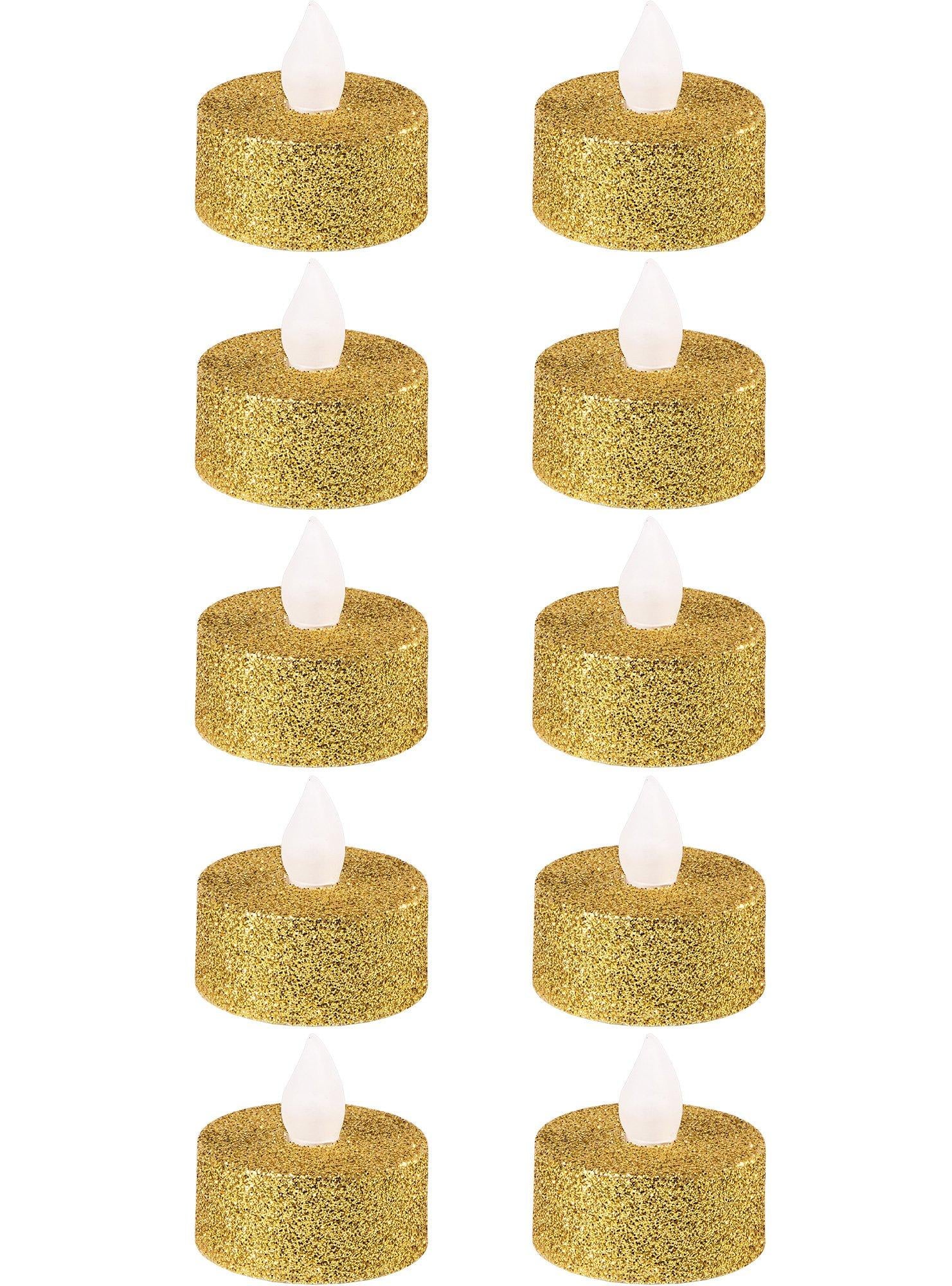 Glitter Tealight Flameless LED Candles, 10ct, Assorted Colors - Image 2