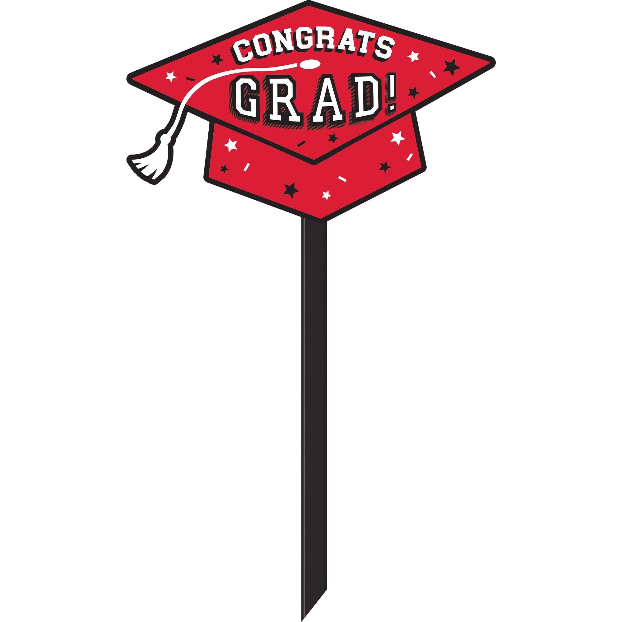 Congrats Grad Plastic Yard Stake, 20.5in, Assorted Colors - Image 2