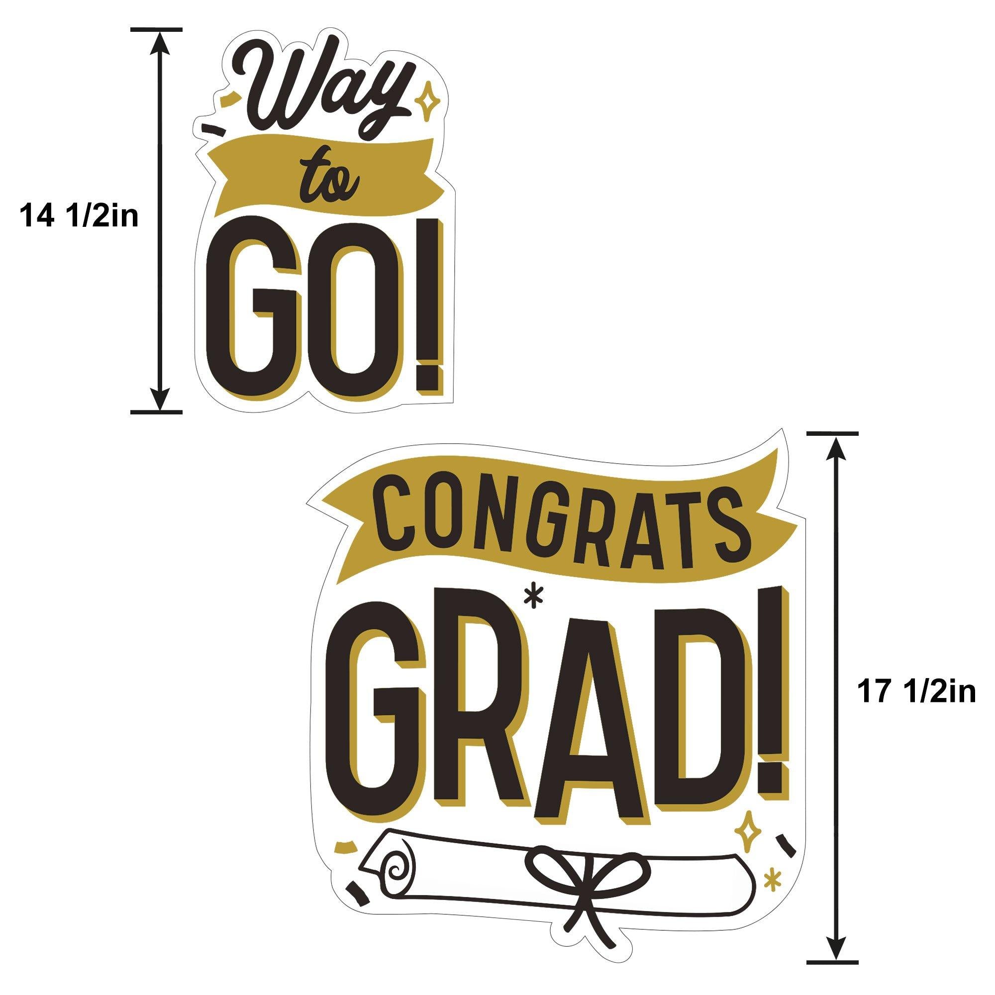 Black, White & Gold Congrats Grad Corrugated Plastic Yard Signs, 5ct - Image 2