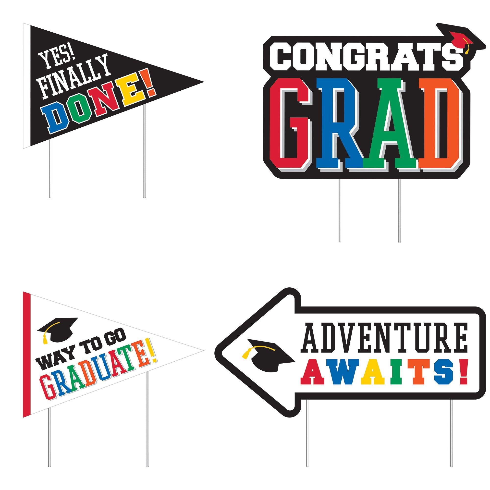 Multicolor Congrats Grad Corrugated Plastic Yard Sign Set, 4pc - Image 2