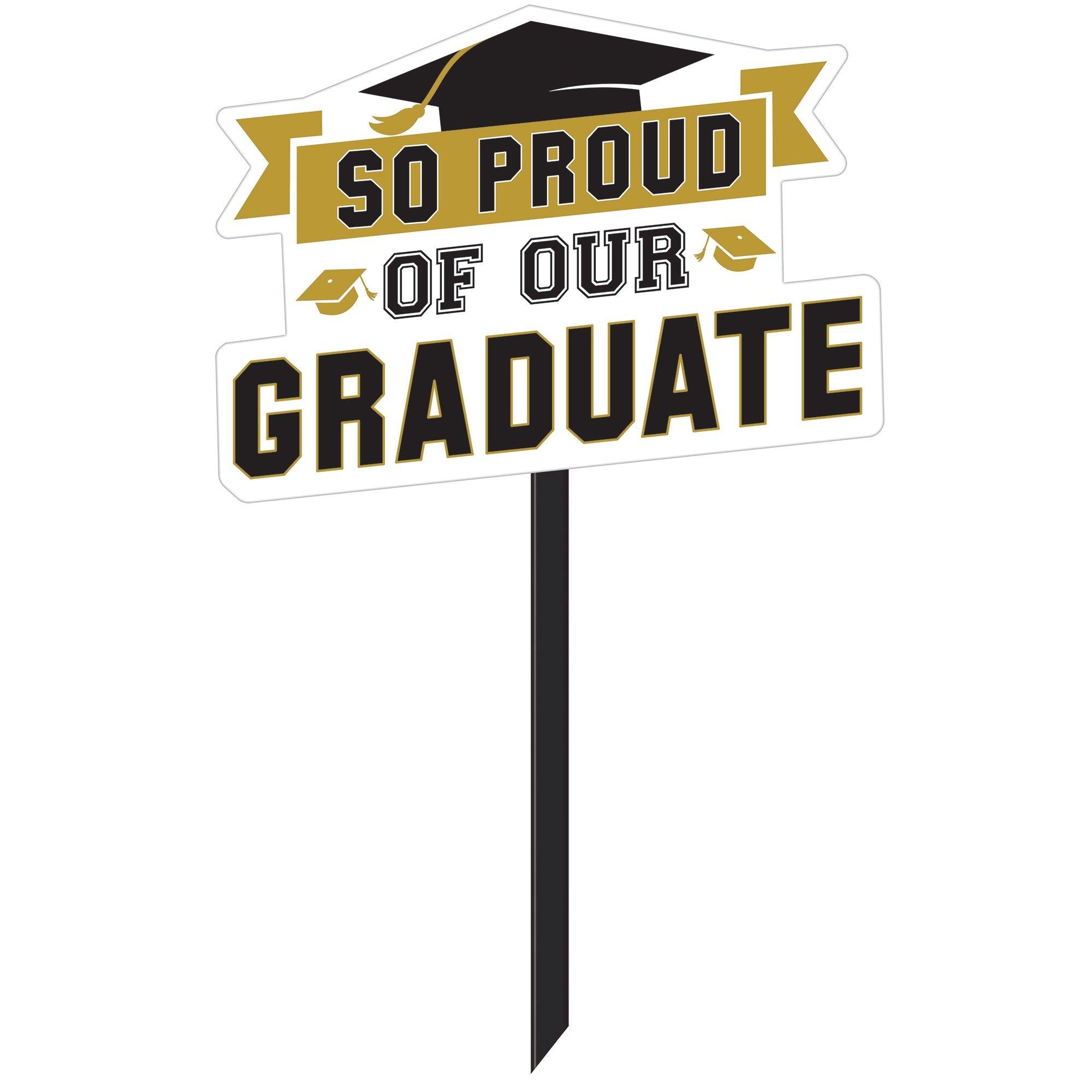 Black & Gold So Proud Grad Plastic Yard Sign, 15in x 37in - Image 2