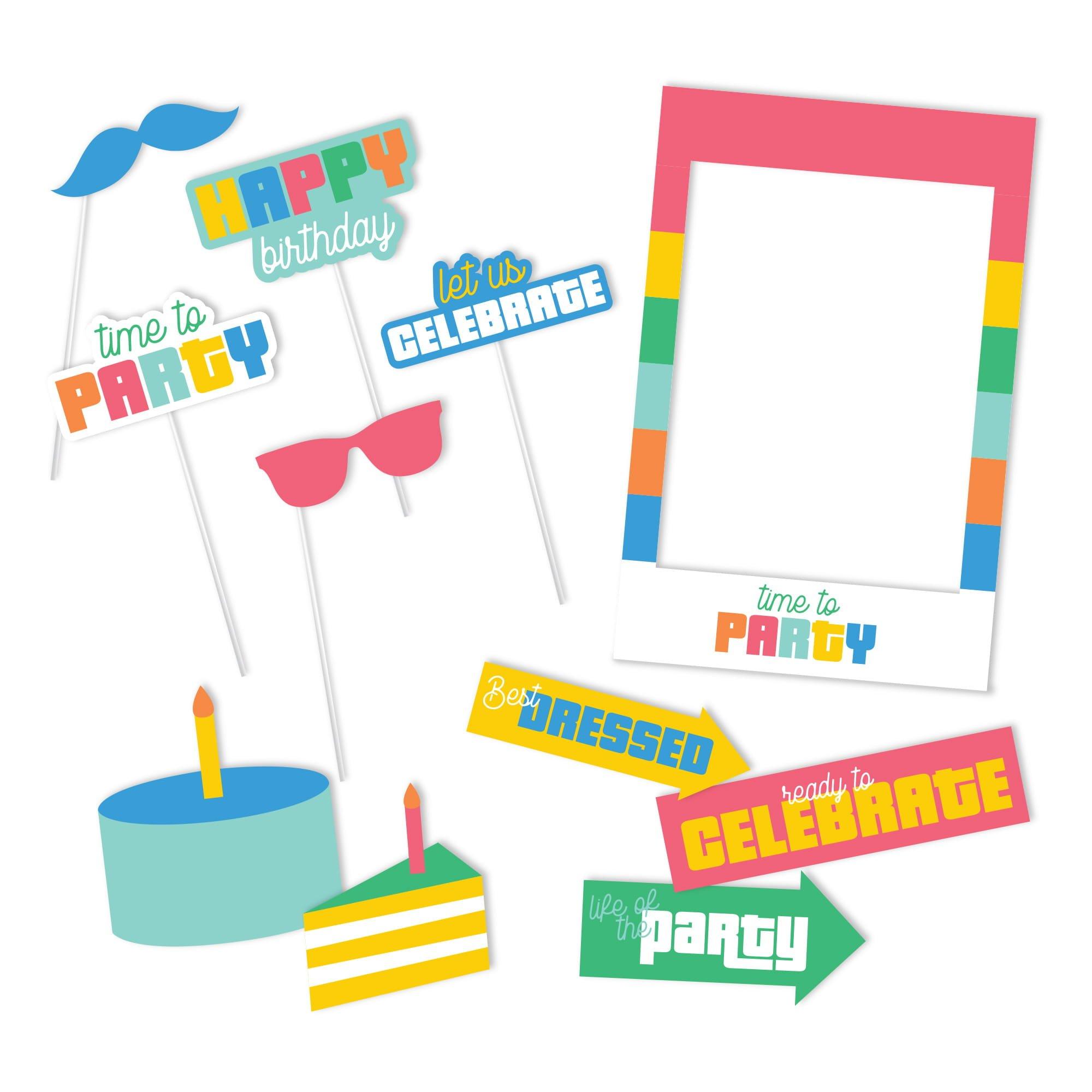 Colorful Collage Photo Booth Props, 11pc - Image 2