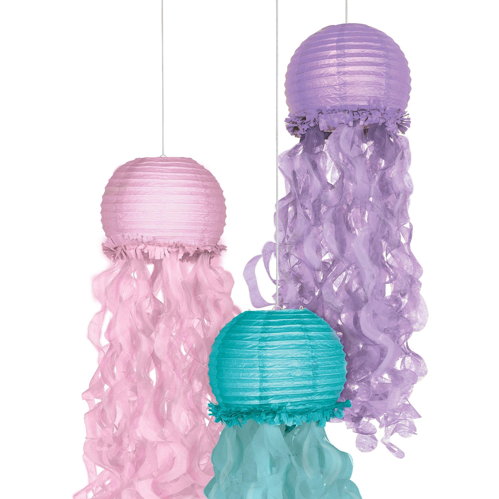 Shimmering Mermaids Jellyfish Paper Lanterns, 9.5in, 3ct - Image 2