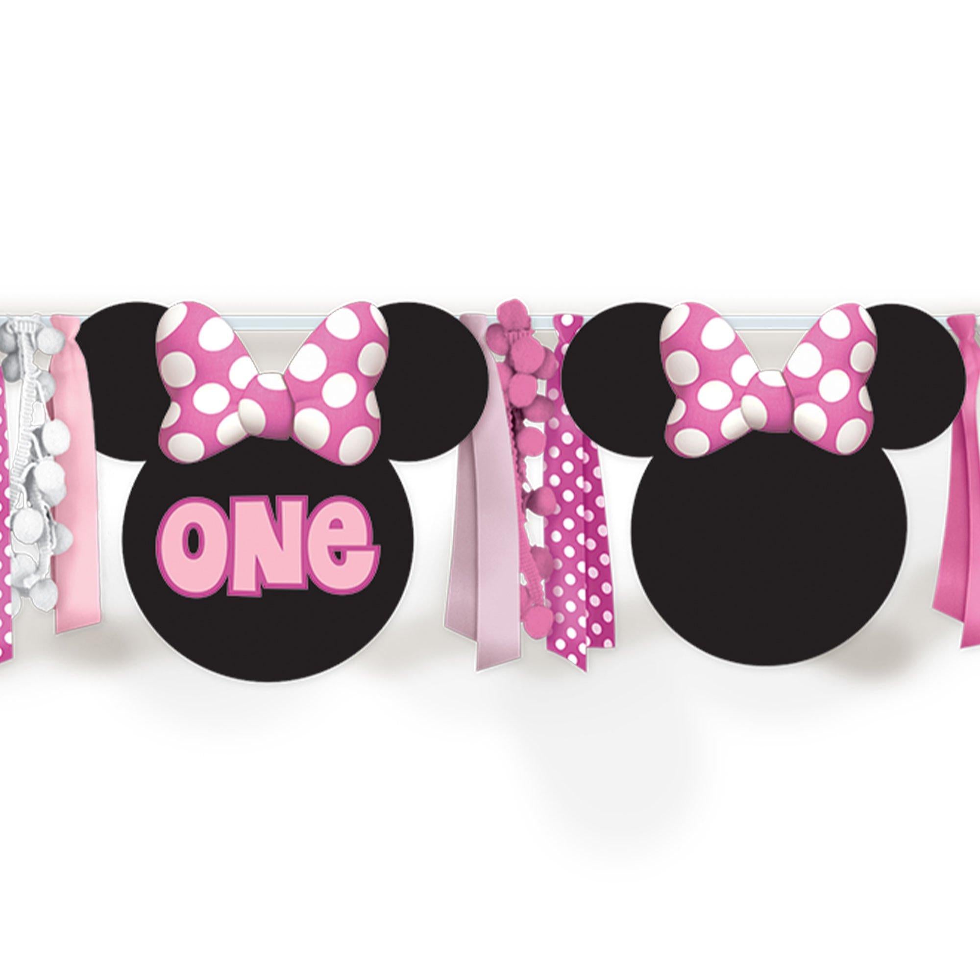 Minnie Mouse Forever 1st Birthday Fabric & Ribbon High Chair Decoration, 38in - Image 2