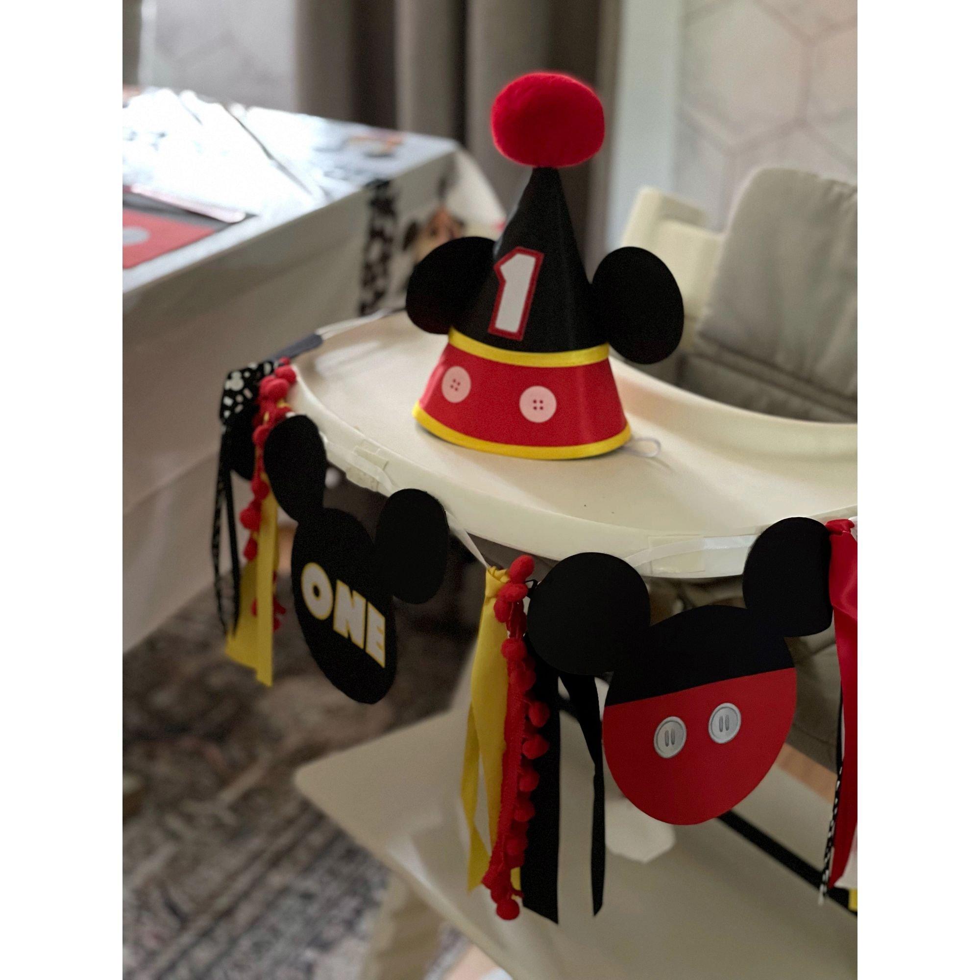 Mickey Mouse Forever 1st Birthday Fabric & Ribbon High Chair Decoration, 38in - Image 2