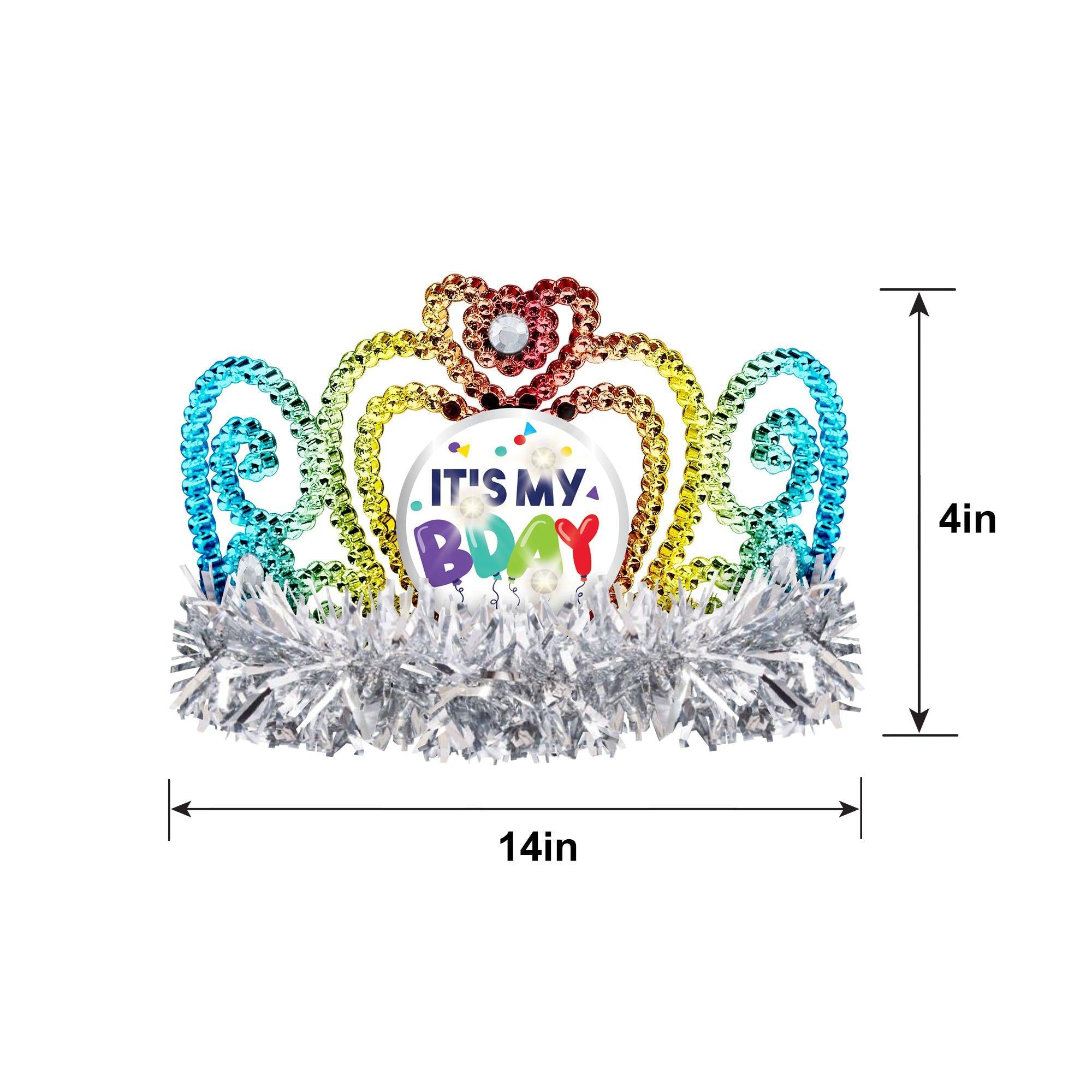 Light-Up Balloon Birthday Celebration Tinsel Tiara, 4in - Image 2