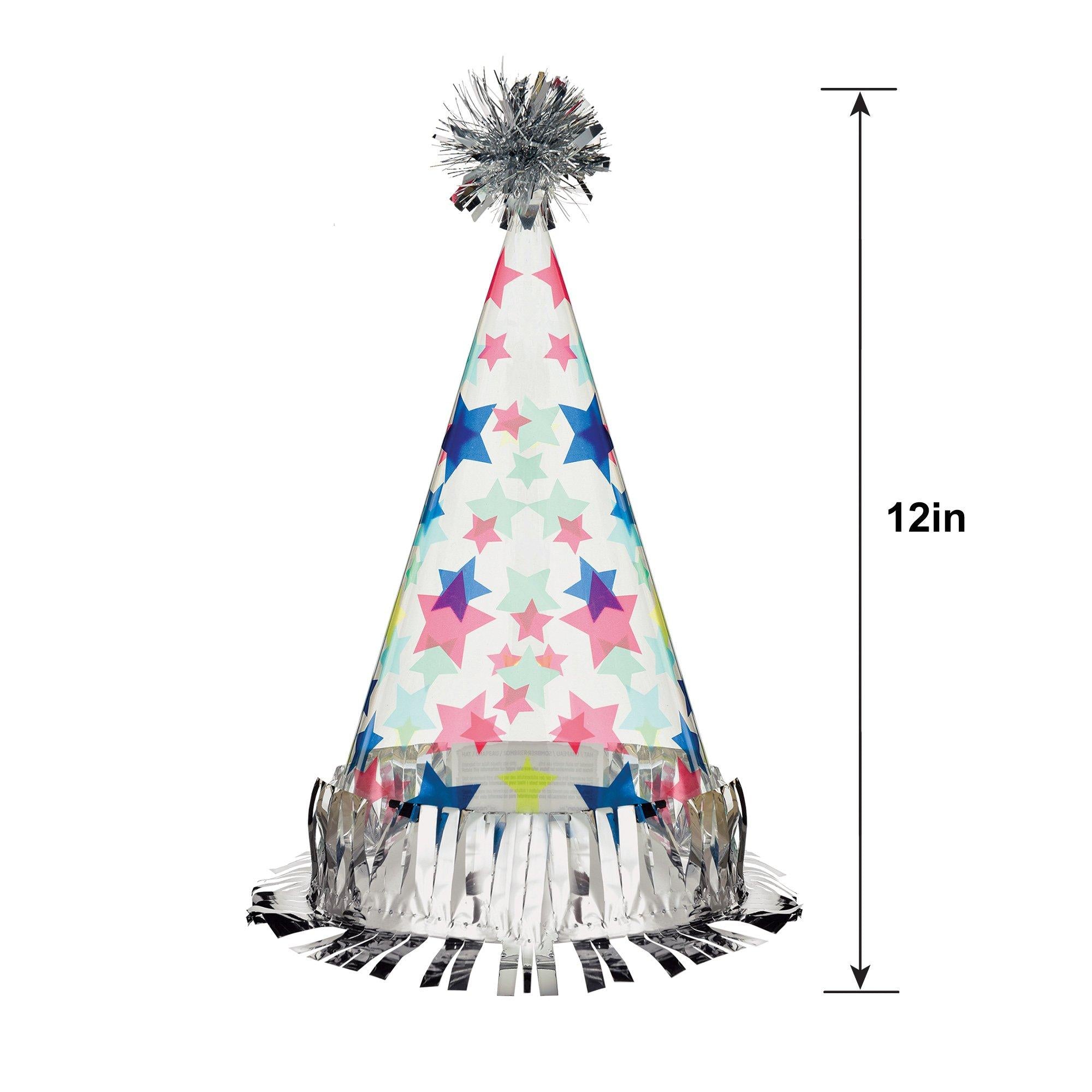 Modern Birthday Starry Plastic Party Hat, 10.5in - Image 2