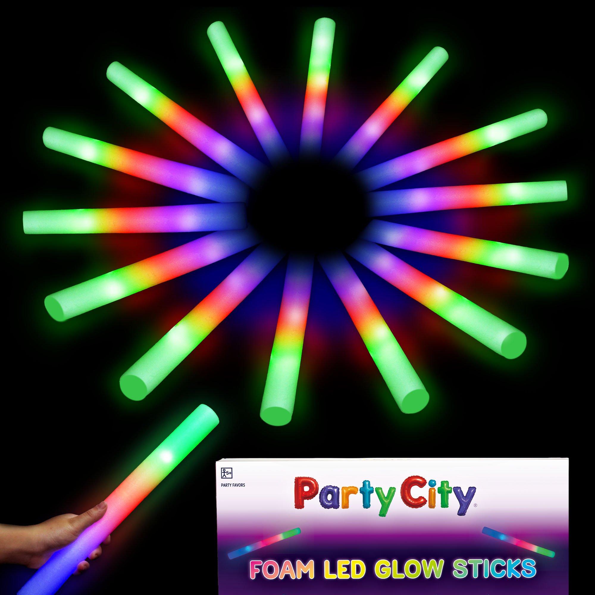 LED Foam Light Up Glow Stick Baton w 3 Flashing Modes 4 Color 12pk - Image 2
