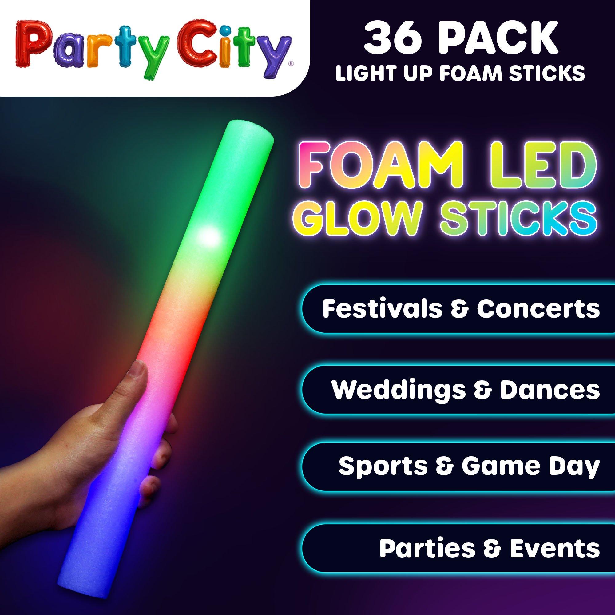 LED Foam Light Up Glow Stick Baton w 3 Flashing Modes 4 Color 36pk - Image 2