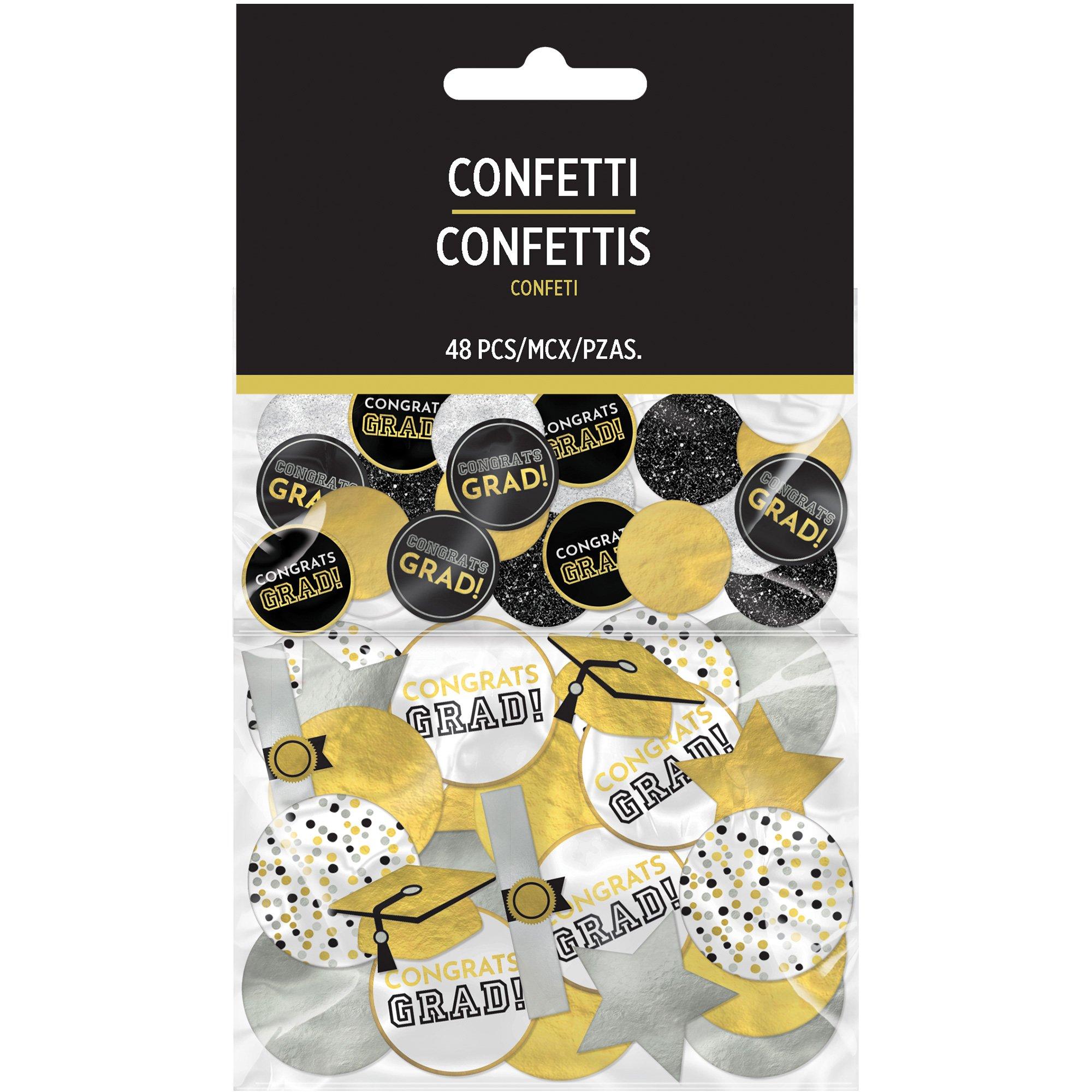 Giant Black, Silver, & Gold Graduation Confetti, 48pc - Image 2