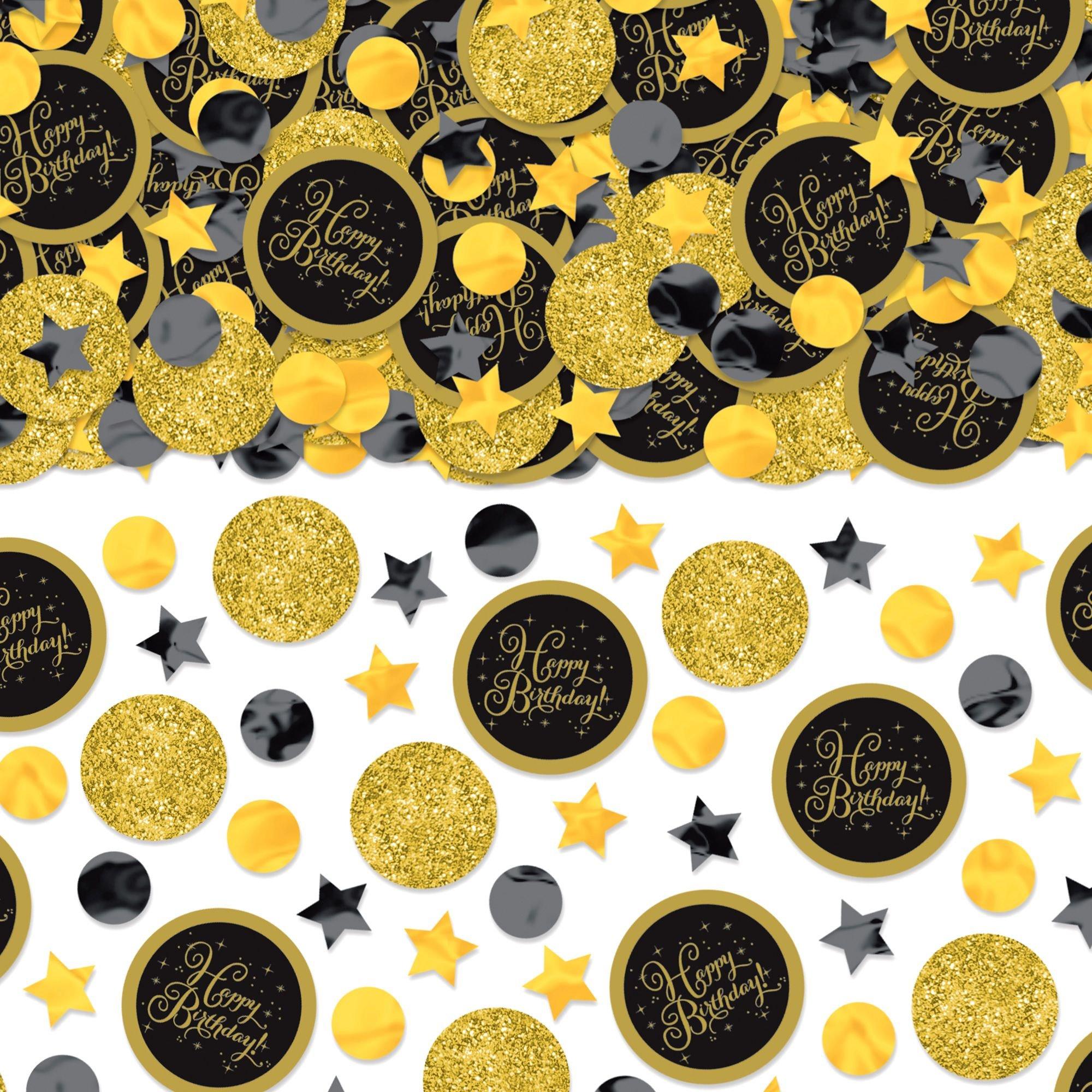 Black & Gold Birthday Confetti, 2.5oz – Cardstock & Plastic Mix