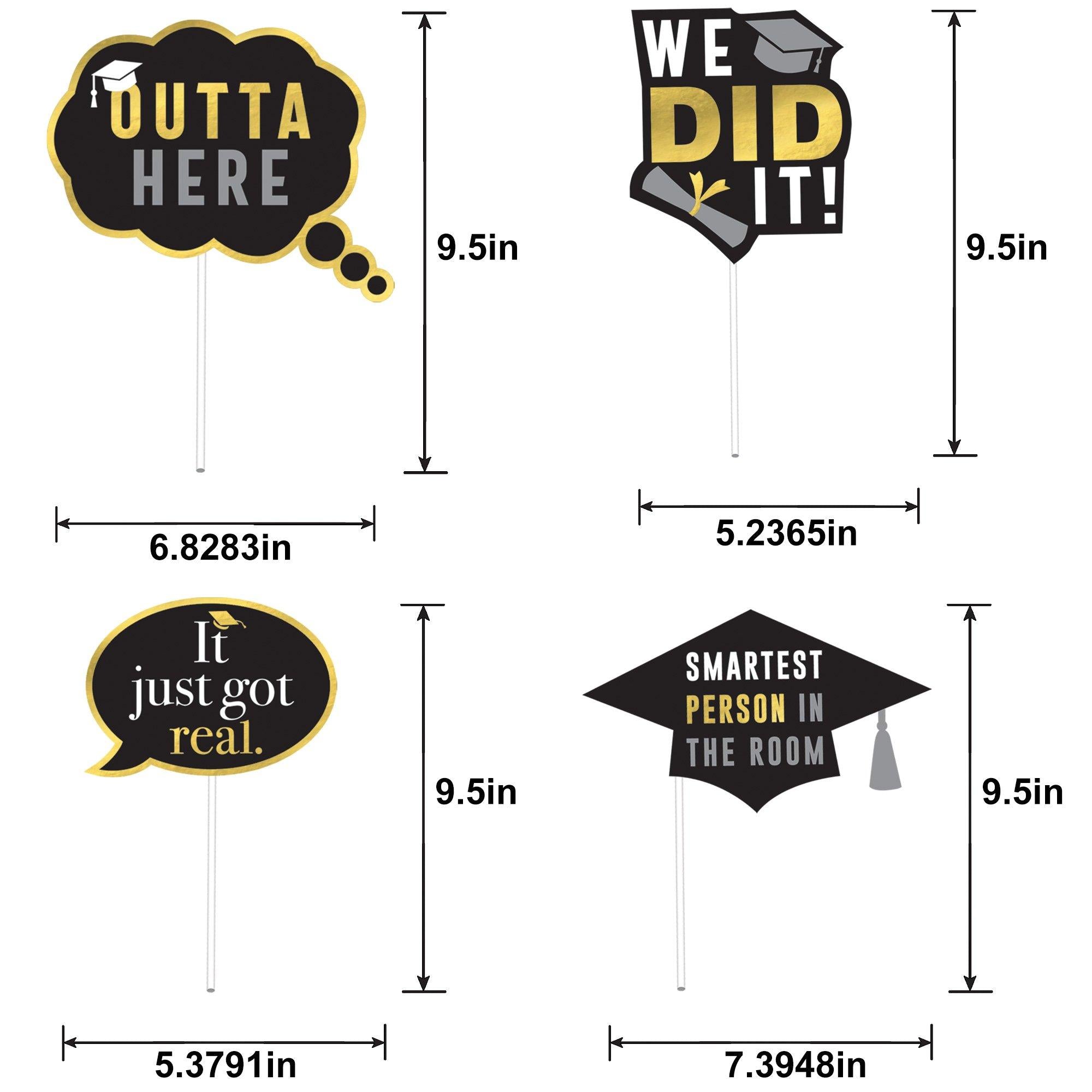 Black, Silver & Gold Graduation Photo Props, 13pc - Image 2