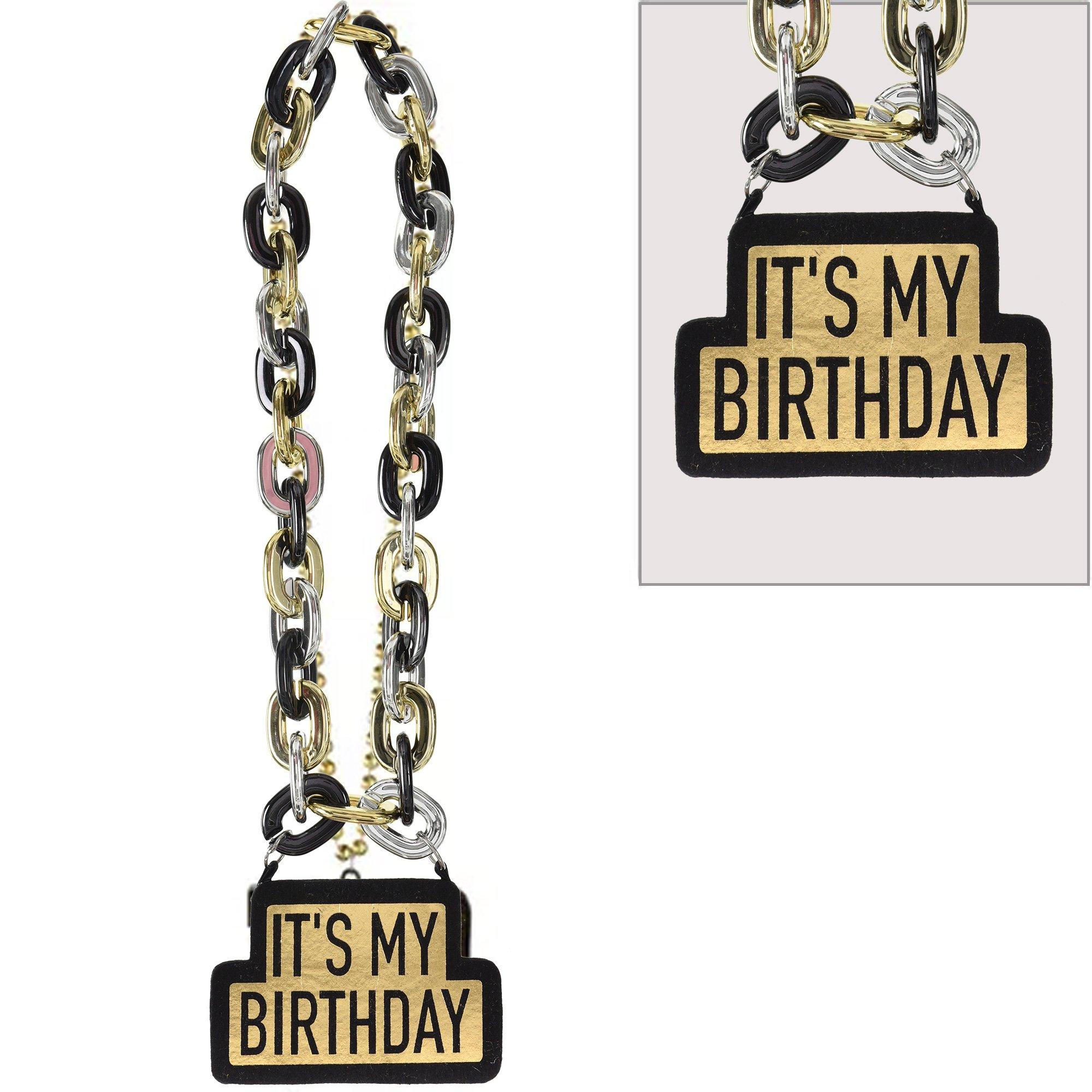 It’s My Birthday Necklace – Black, Silver & Gold