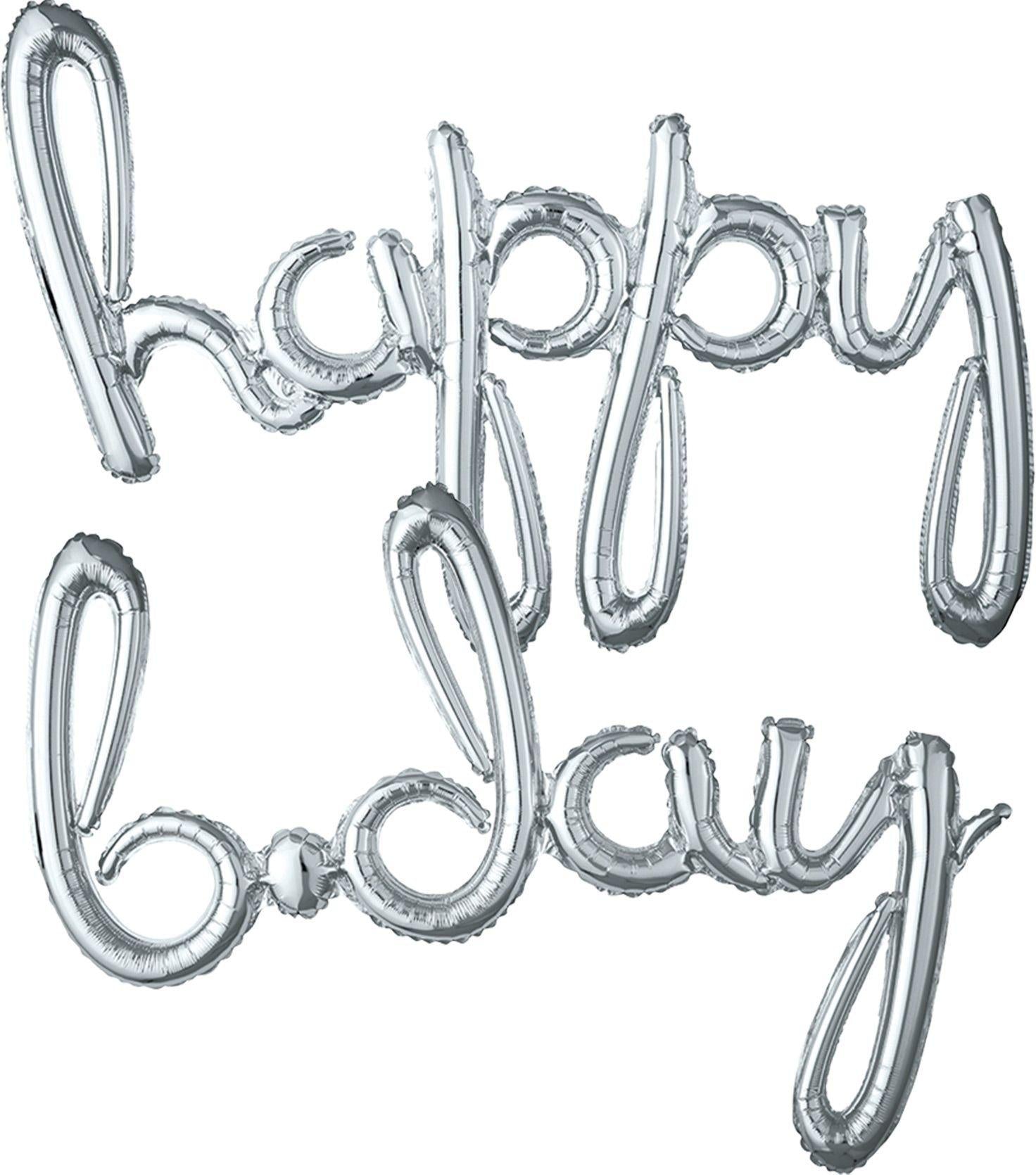 Air-Filled Happy B-Day Cursive Letter Balloon Banners, 2pc, Assorted Colors - Image 2