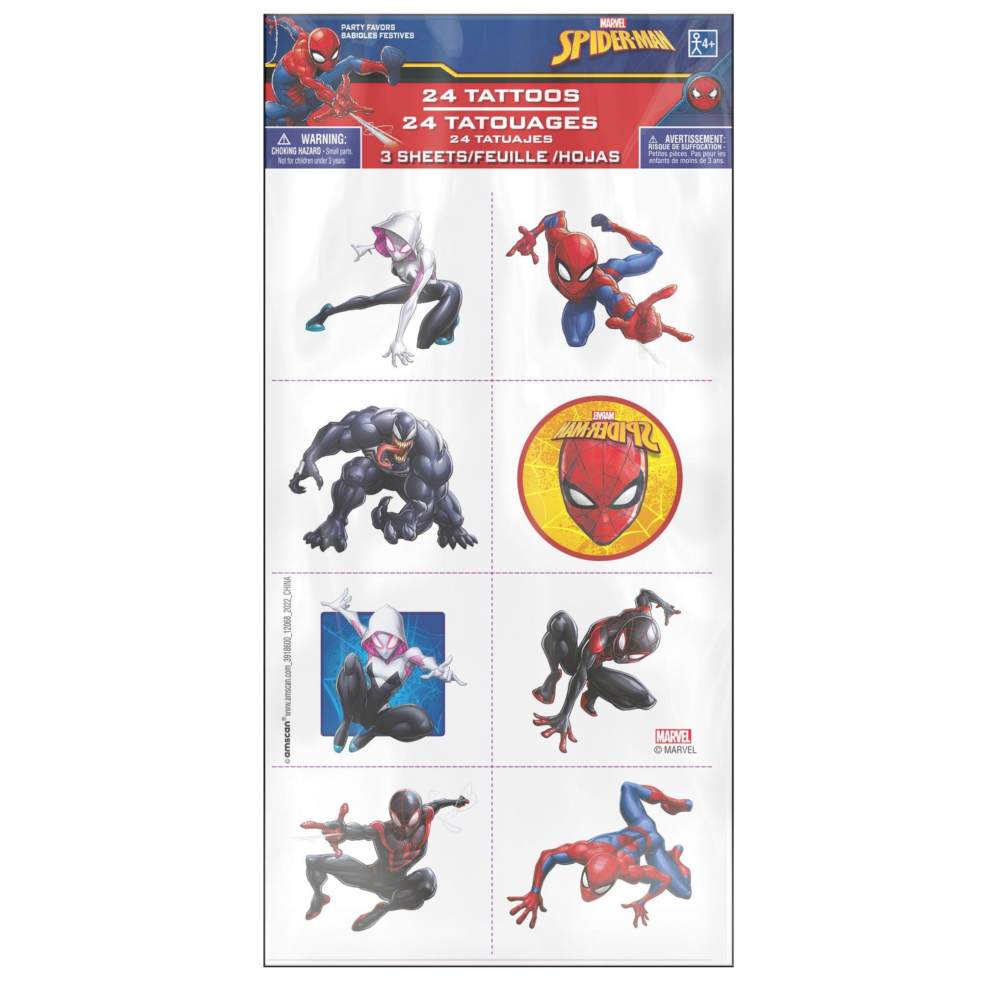 Spider-Man Webbed Wonder Temporary Tattoos, 3 Sheets, 24ct - Image 2