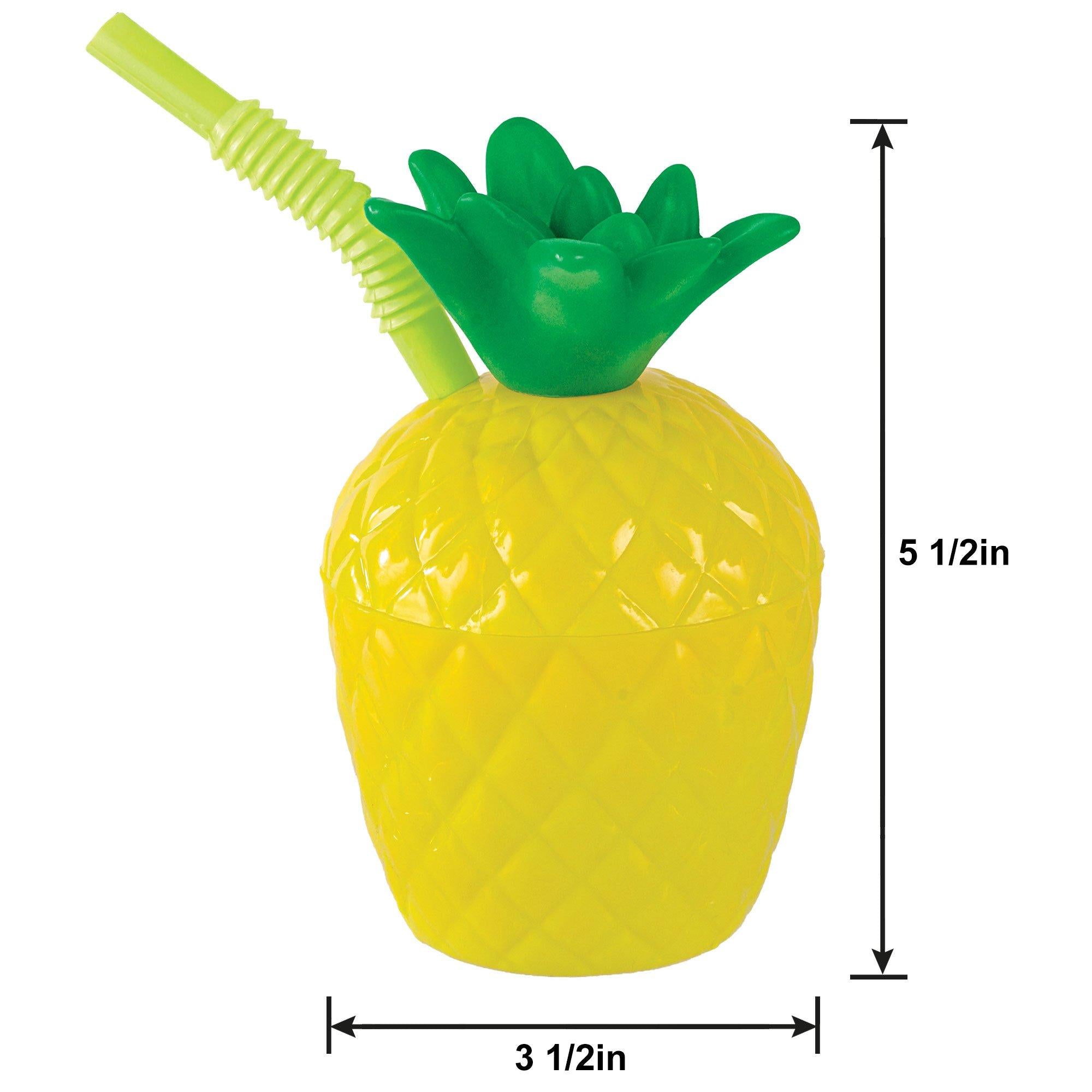 Pineapple Plastic Cup with Straw, 10oz - Image 2