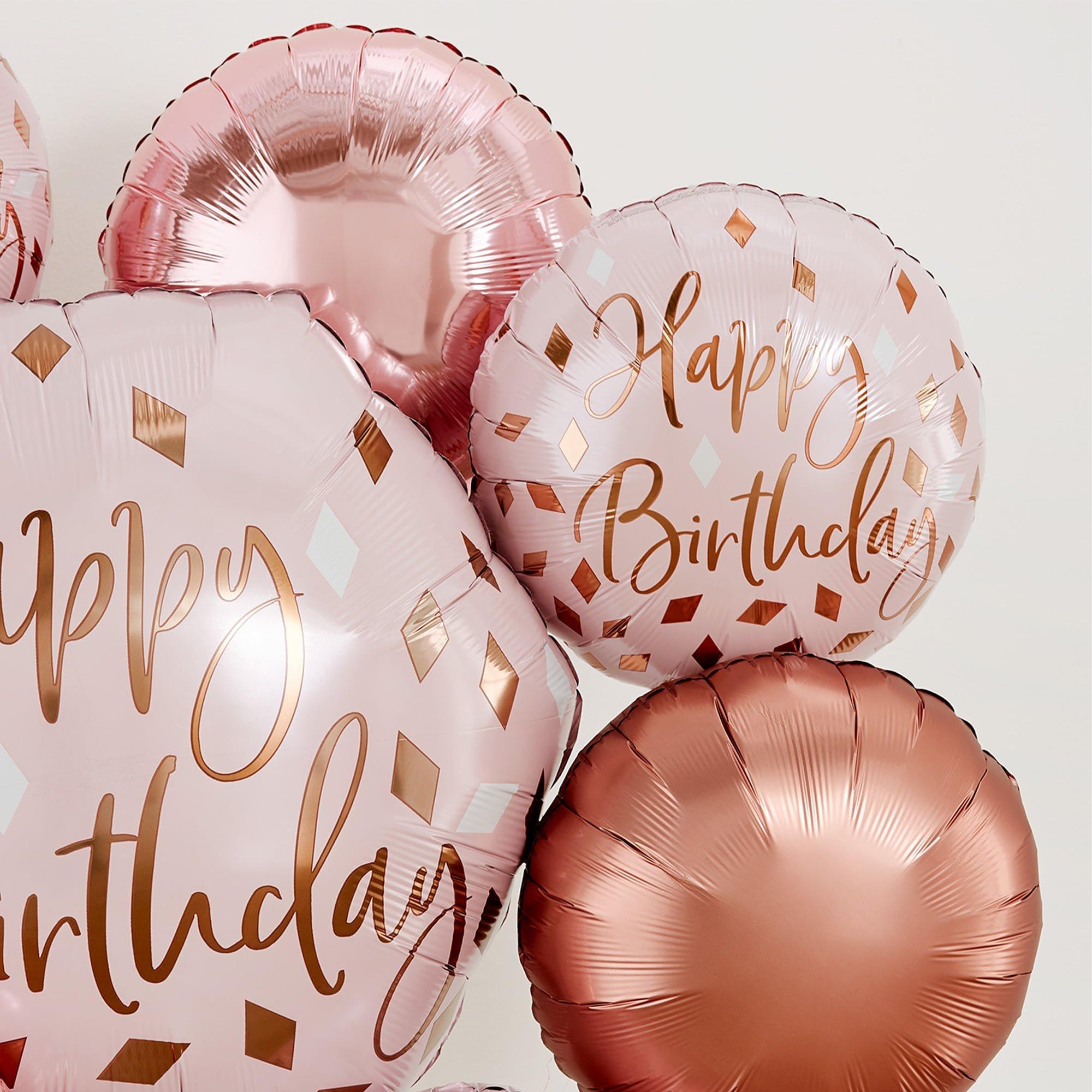 Blush Birthday Foil Balloon Bouquet, 5pc - Image 2