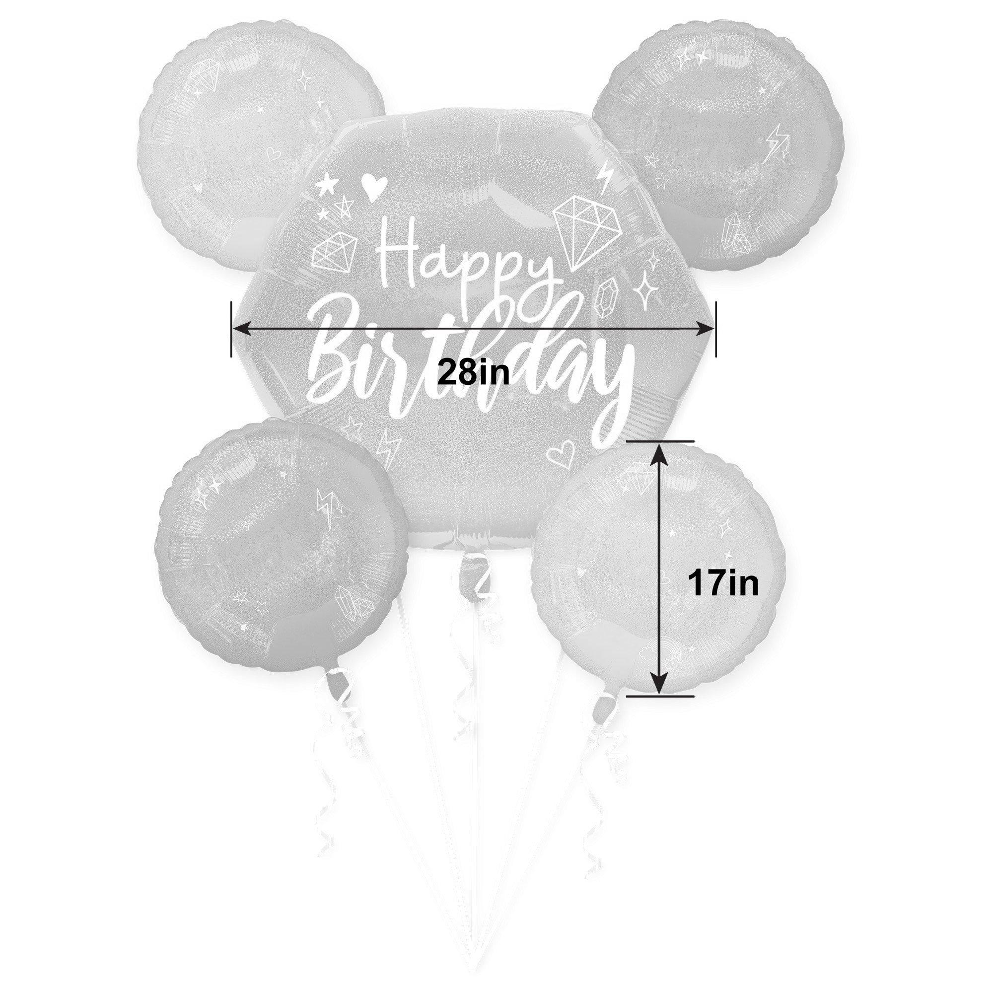 Ombre Sparkle Birthday Foil Balloon Bouquet, 5pc - Image 2