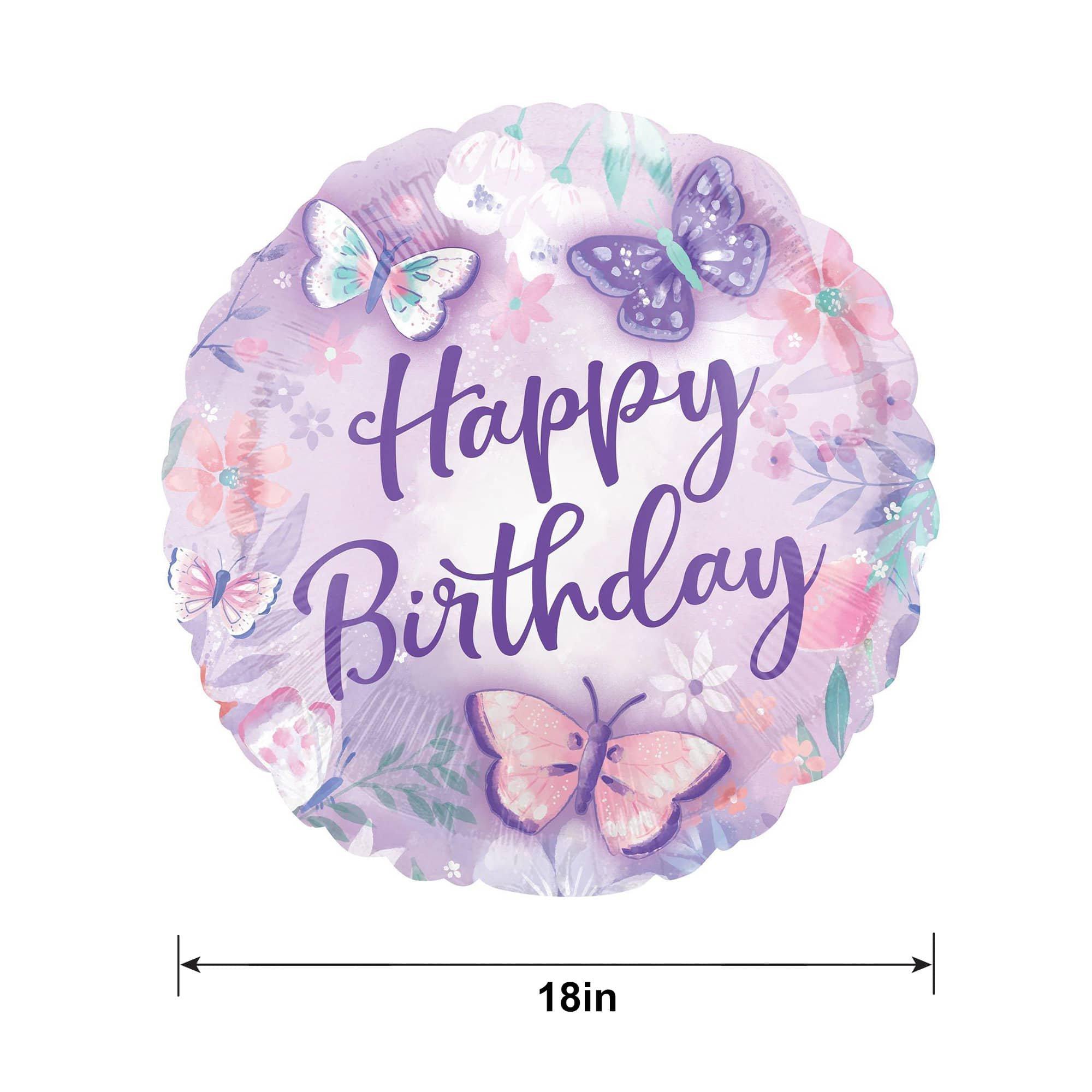 Flutter Butterfly Happy Birthday Foil Balloon, 18in - Image 2