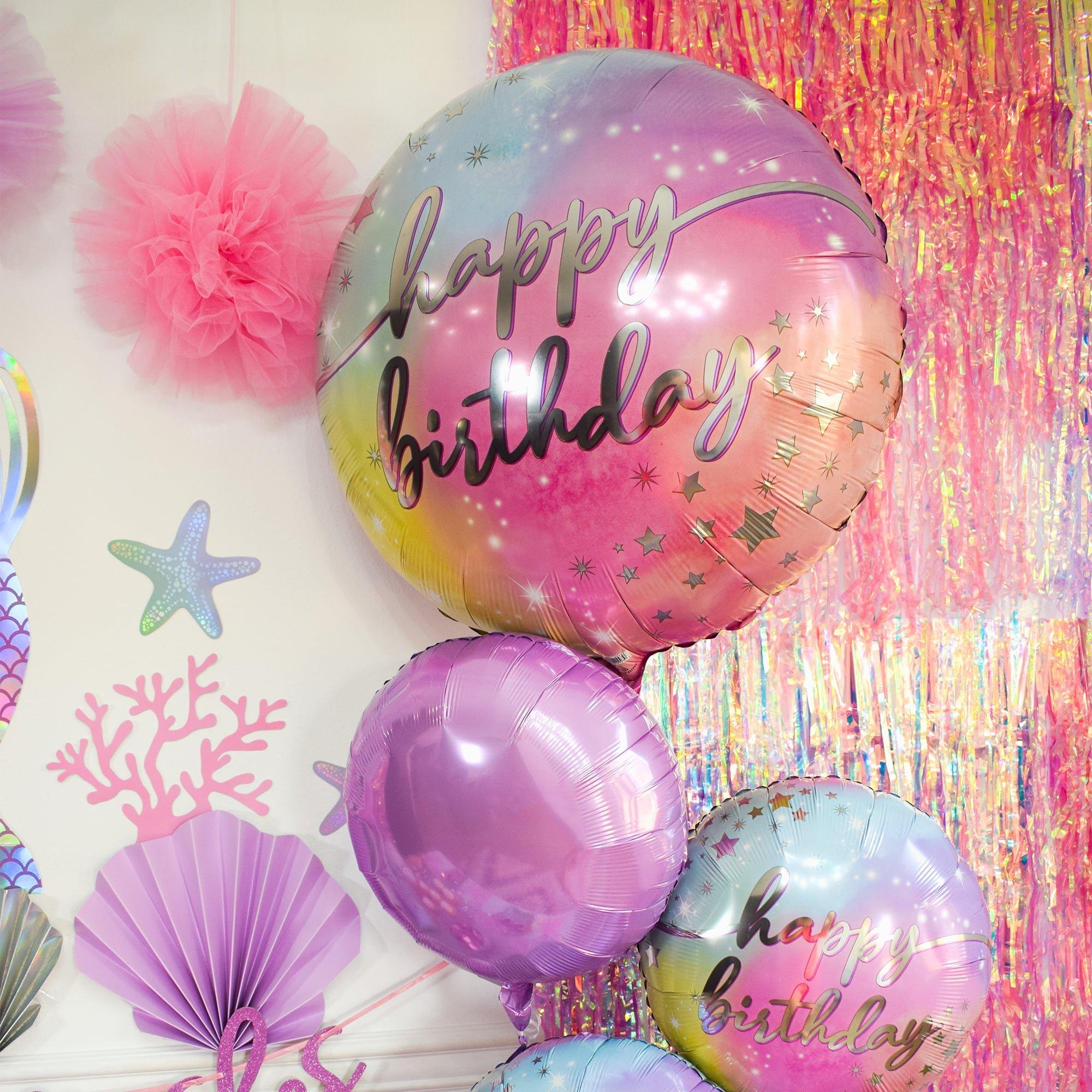 Iridescent Luminous Happy Birthday Foil Balloon, 18in - Image 2