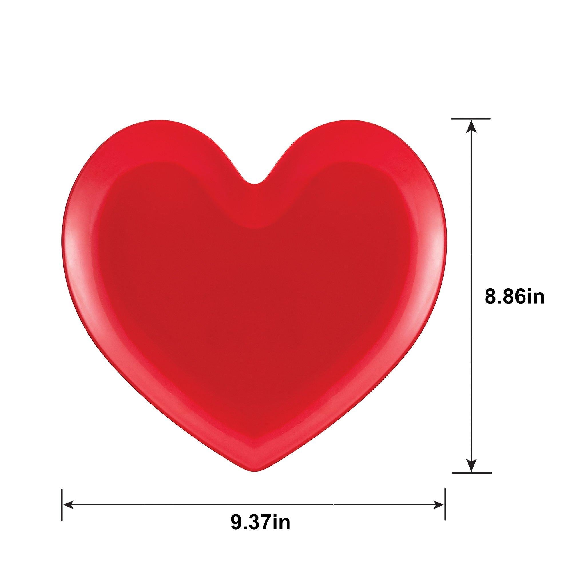 Red Heart-Shaped Melamine Lunch Plate, 9.37in - Image 2