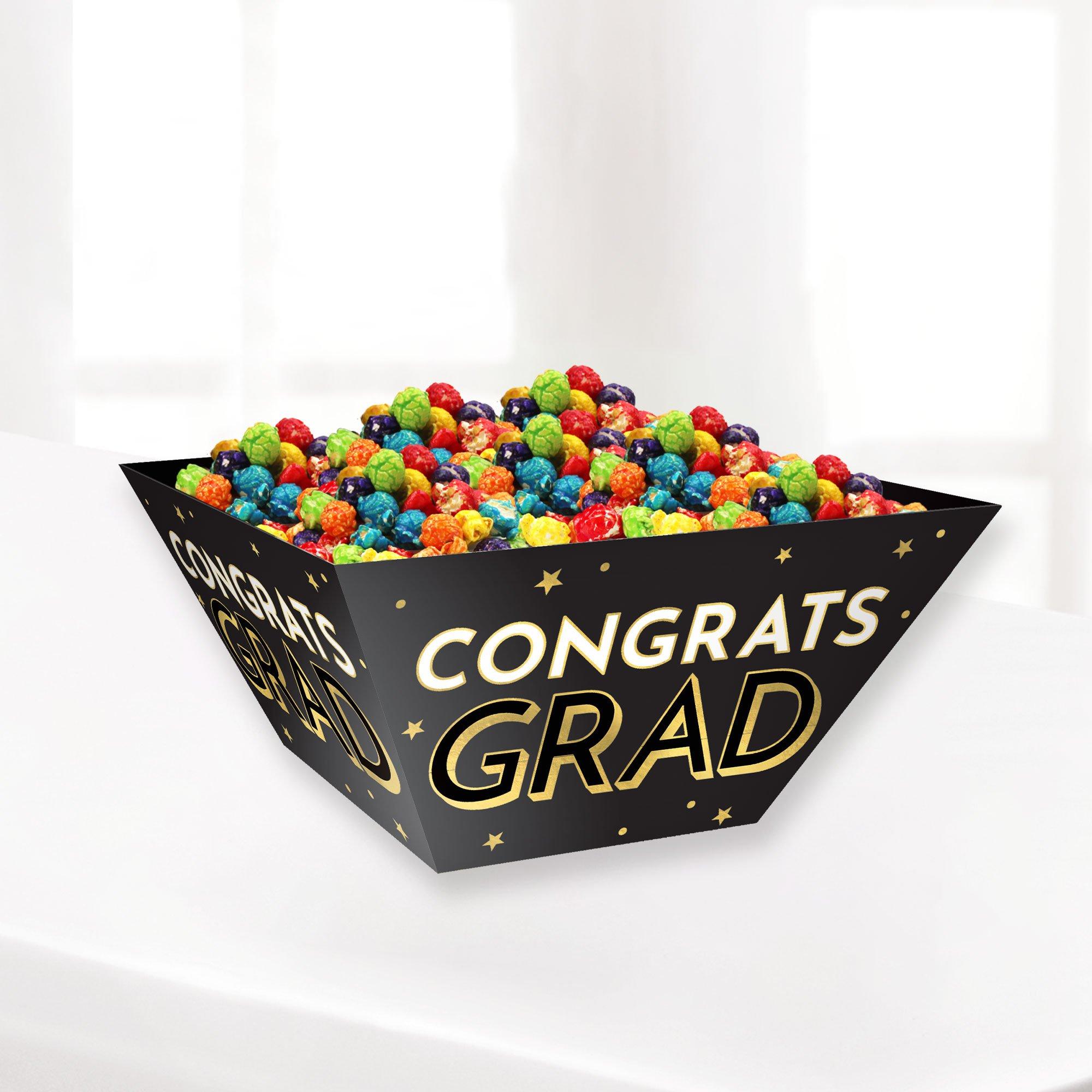 Black & Gold Congrats Grad Cardstock Snack Bowls, 12in, 3ct - Image 2