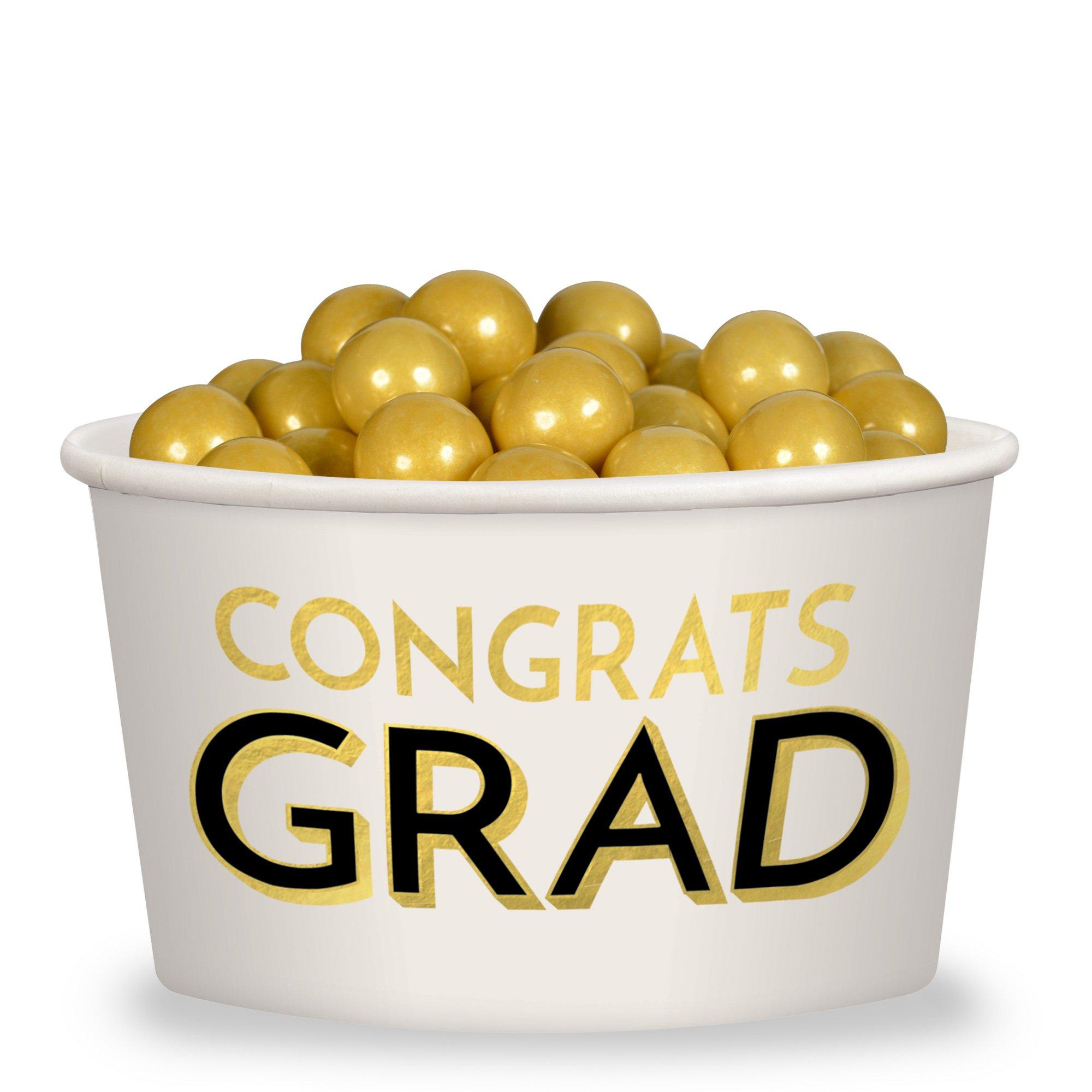 Black & Gold Congrats Grad Paper Treat Cups, 9.5oz, 8ct - Image 2