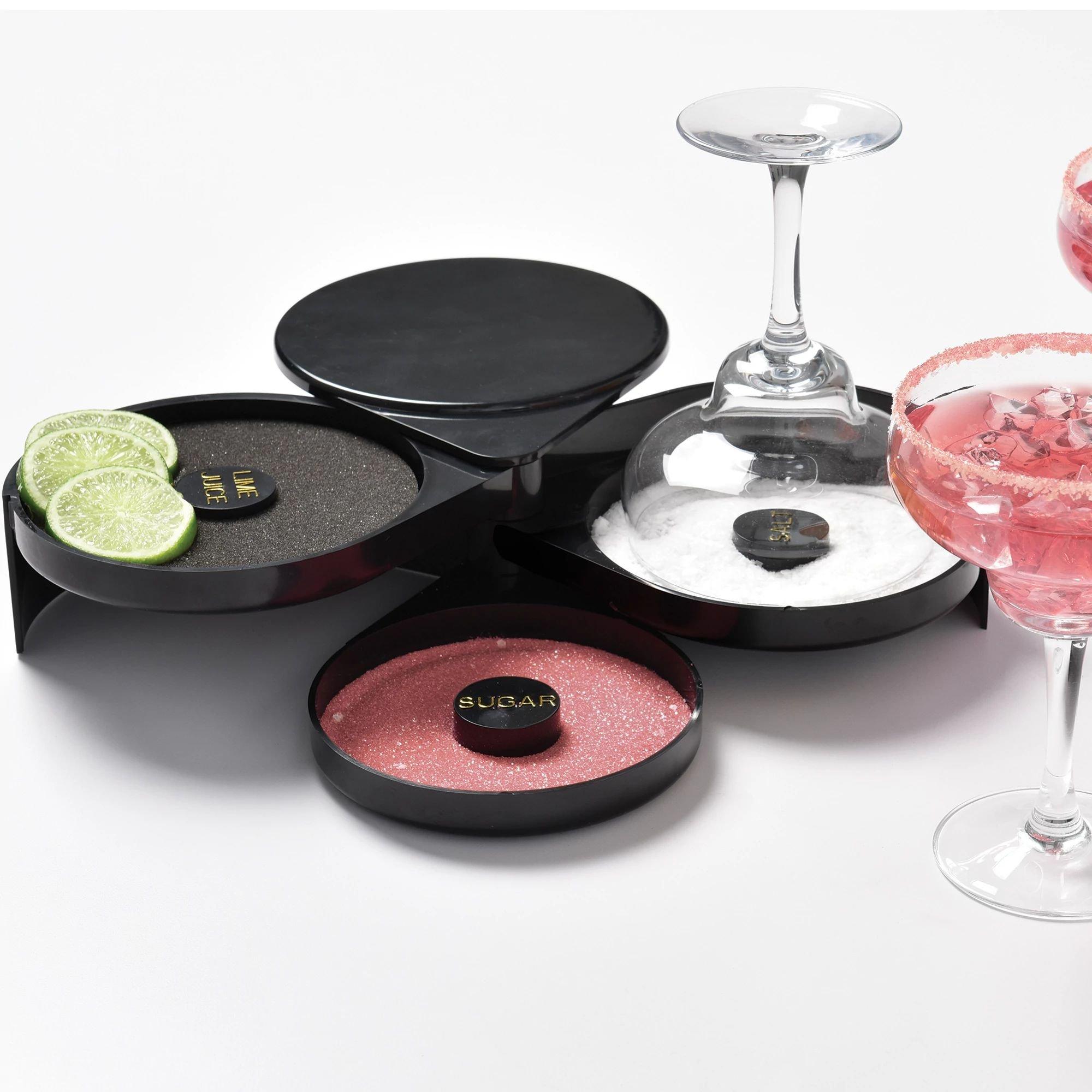 3-Tier Cocktail Rimmer – Salt, Sugar & Garnish Tray