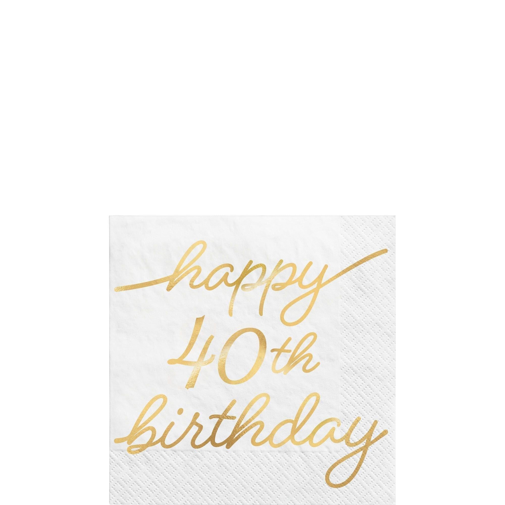 Metallic Golden Age Happy Birthday Paper Beverage Napkin, 5in, 16ct, Ages 40, 50, 60 - Image 2