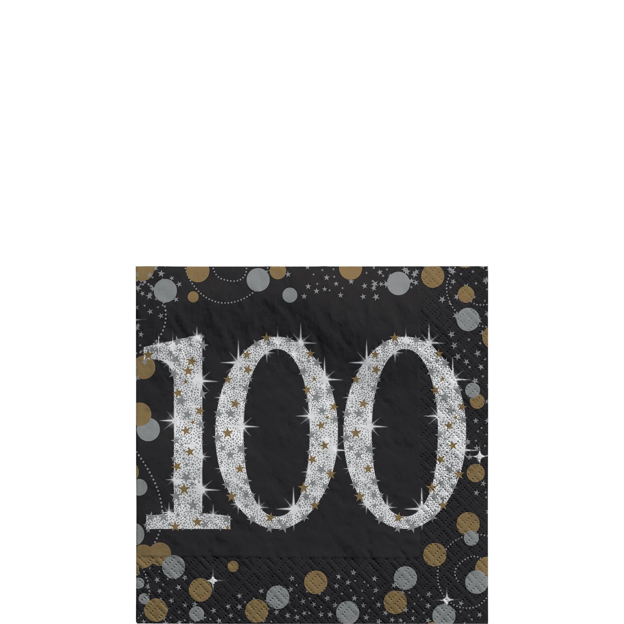 Birthday Beverage Napkins 16ct - Sparkling Celebration, Ages 70, 80, 90, 100 - Image 2