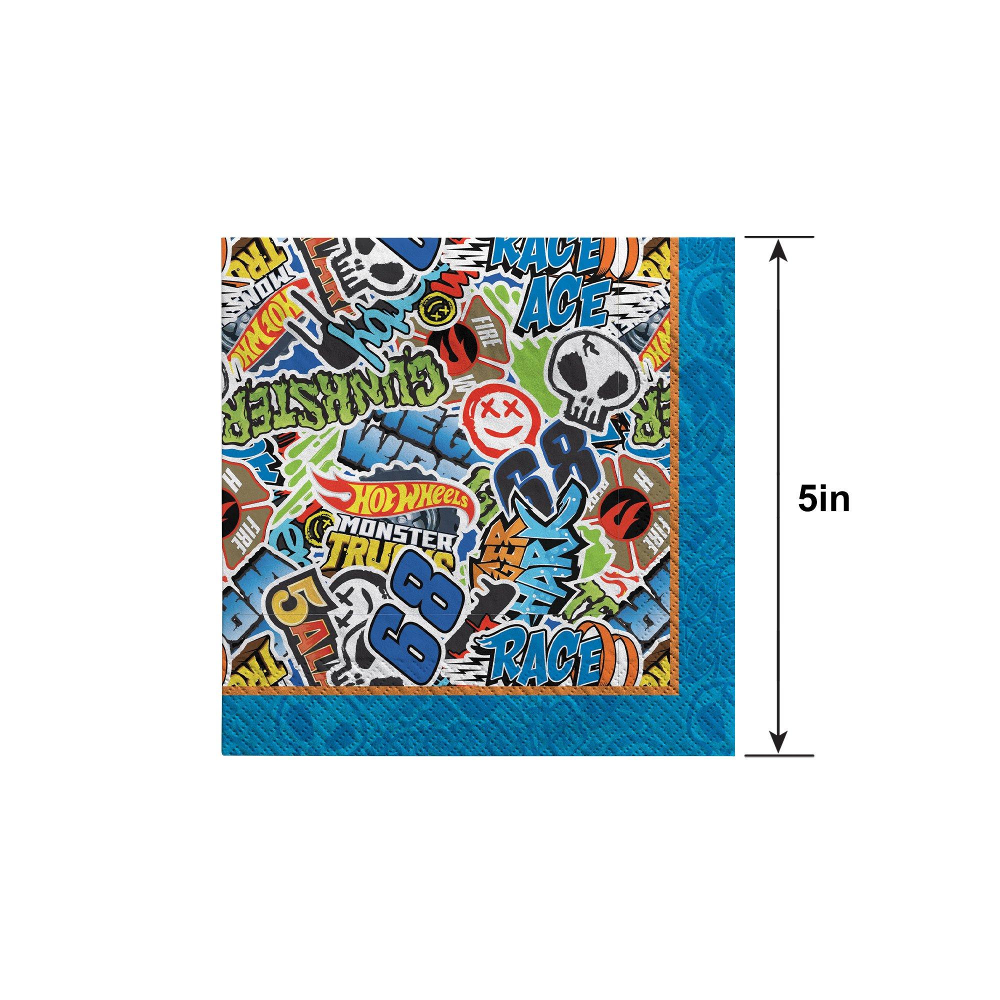 Hot Wheels Monster Trucks Paper Beverage Napkins, 5in, 16ct - Image 2
