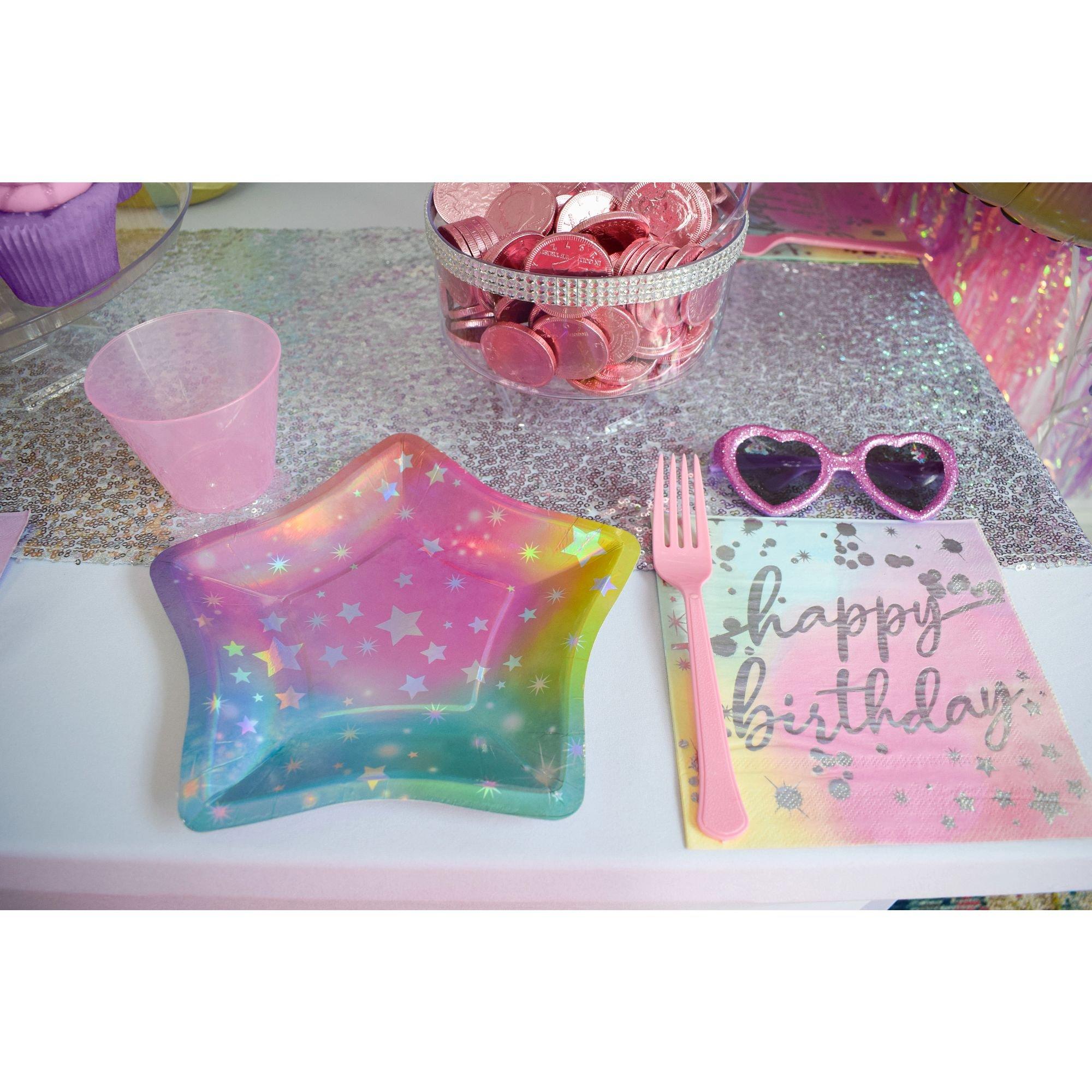 Iridescent Luminous Rainbow Birthday Paper Lunch Napkins, 6.5in, 16ct - Image 2