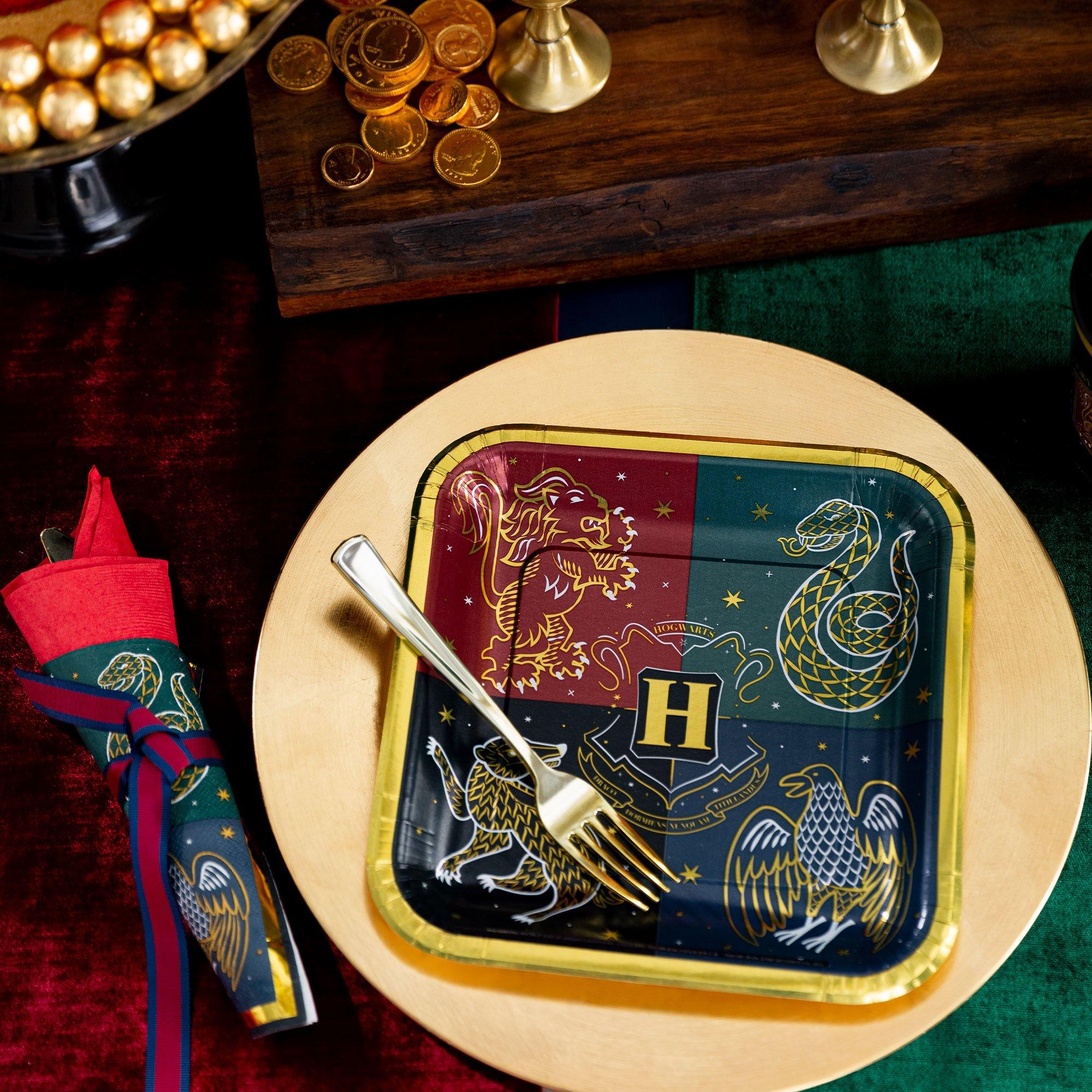 Metallic Hogwarts United Square Paper Dessert Plates, 7in, 8ct - Harry Potter - Image 2