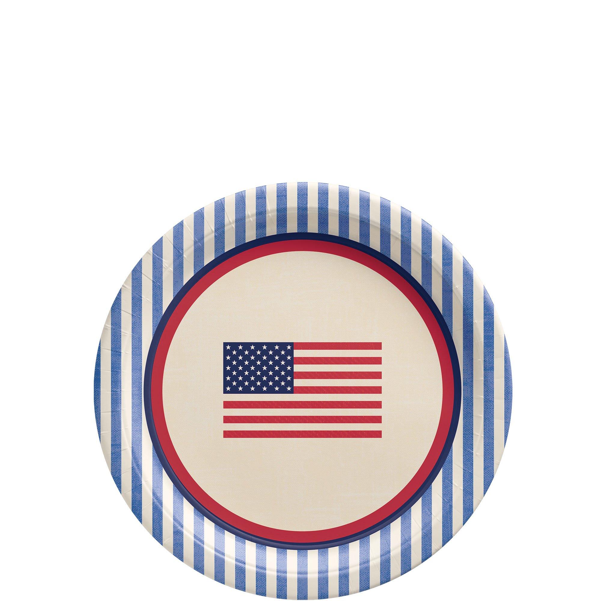 Americana Stripe Paper Dessert Plates, 7in, 8ct - Image 2