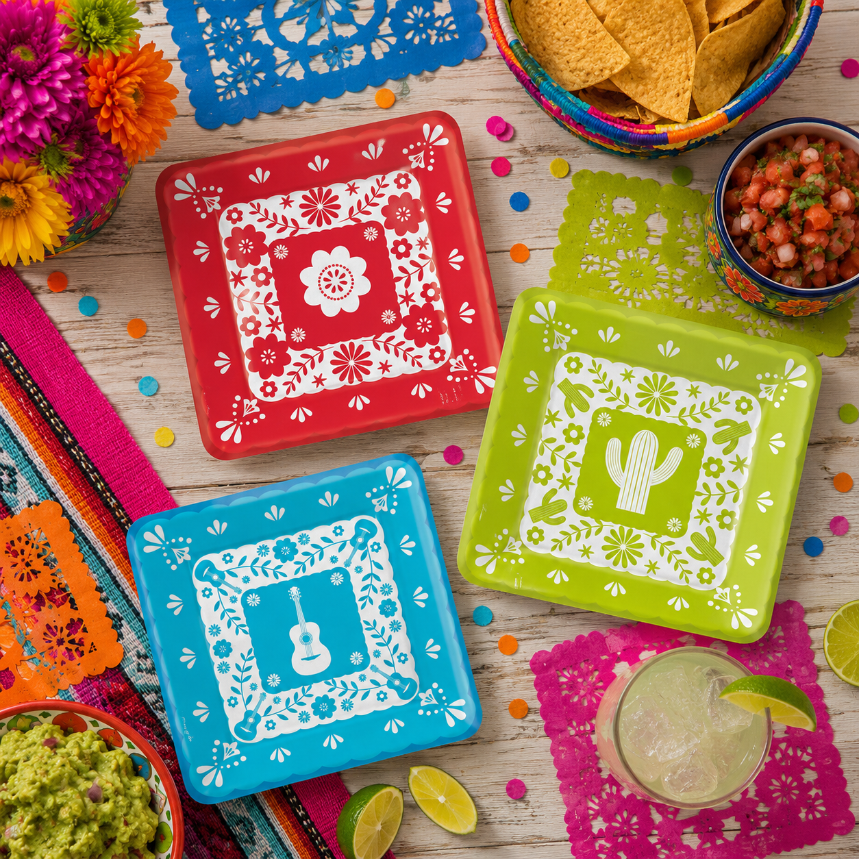 Viva la Party Square Paper Plates, 8ct - Image 2