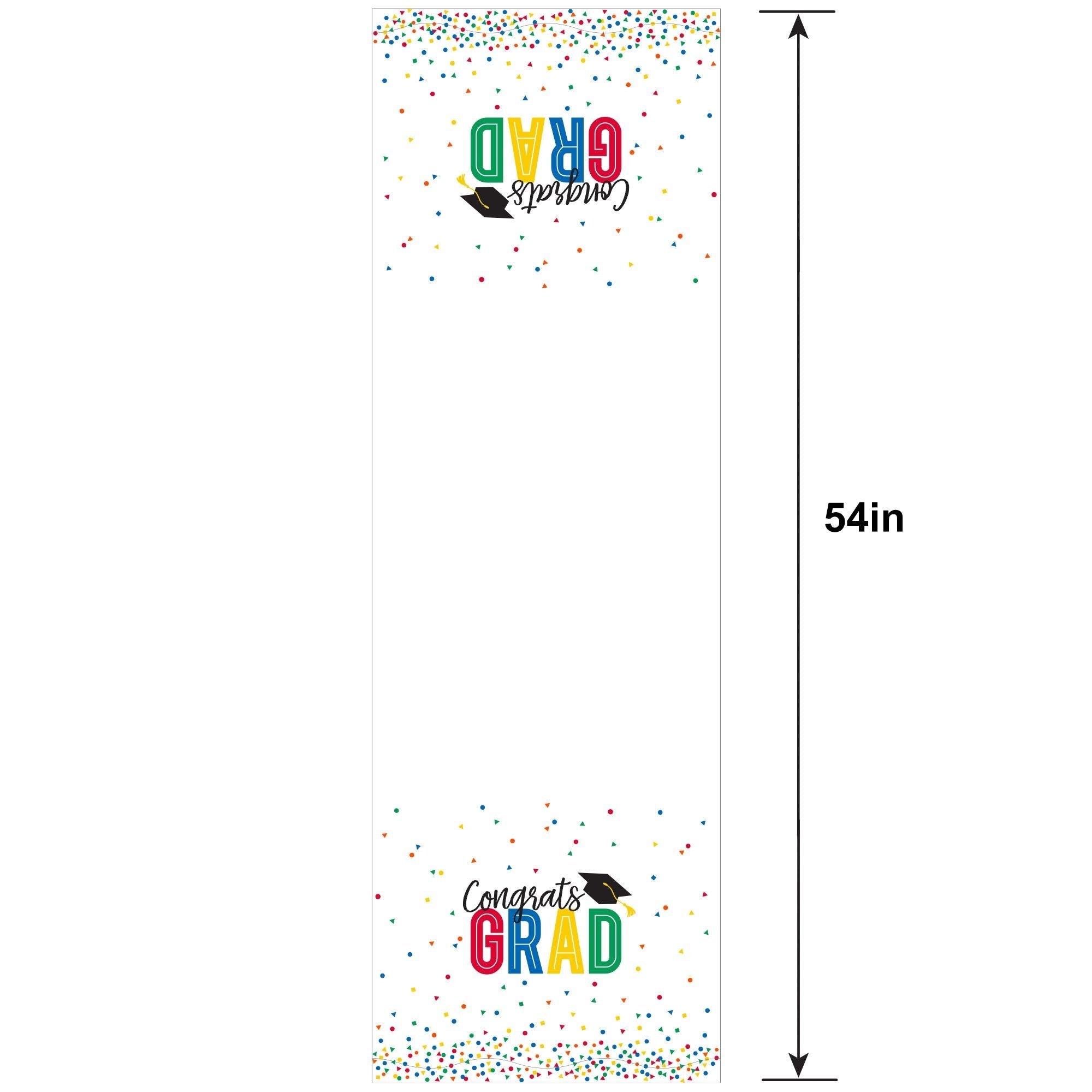 Multicolor Congrats Grad Plastic Table Cover, 54in x 102in - Colorful Future - Image 2