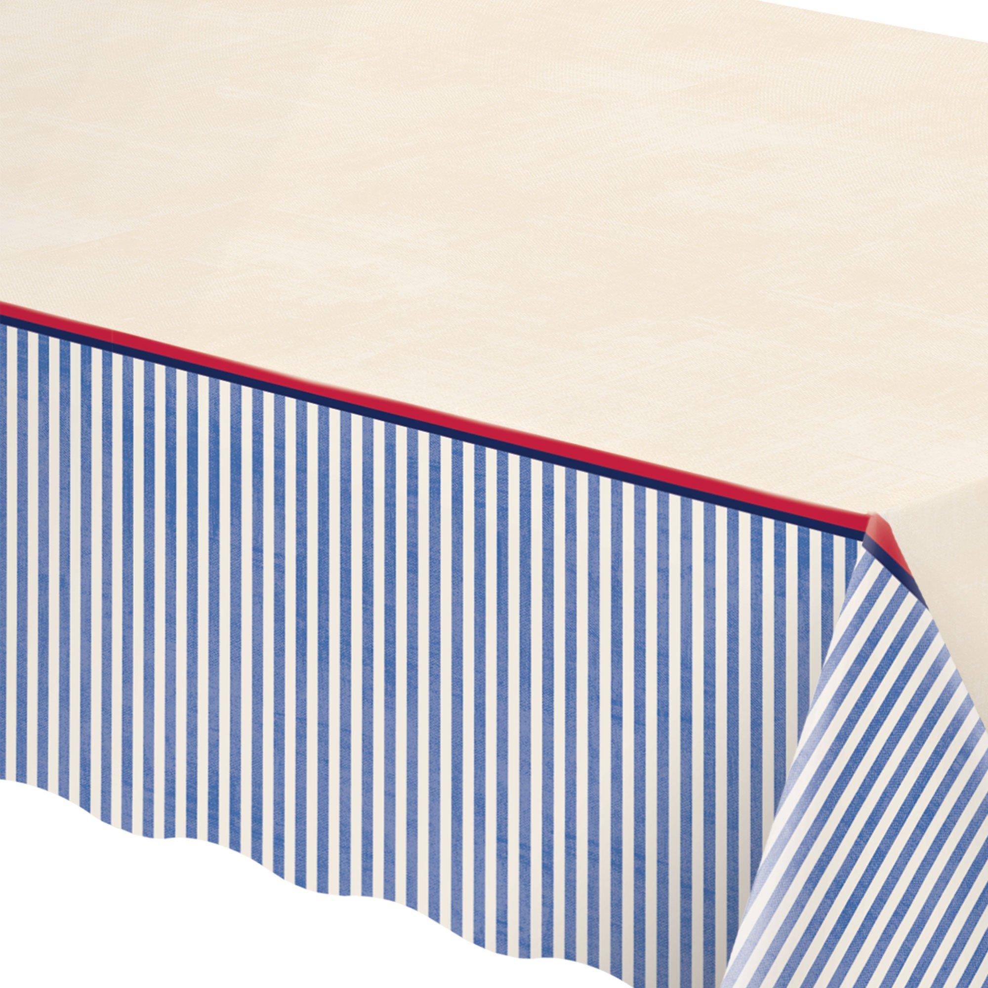 Americana Stripe Plastic Table Cover, 54in x 96in - Image 2