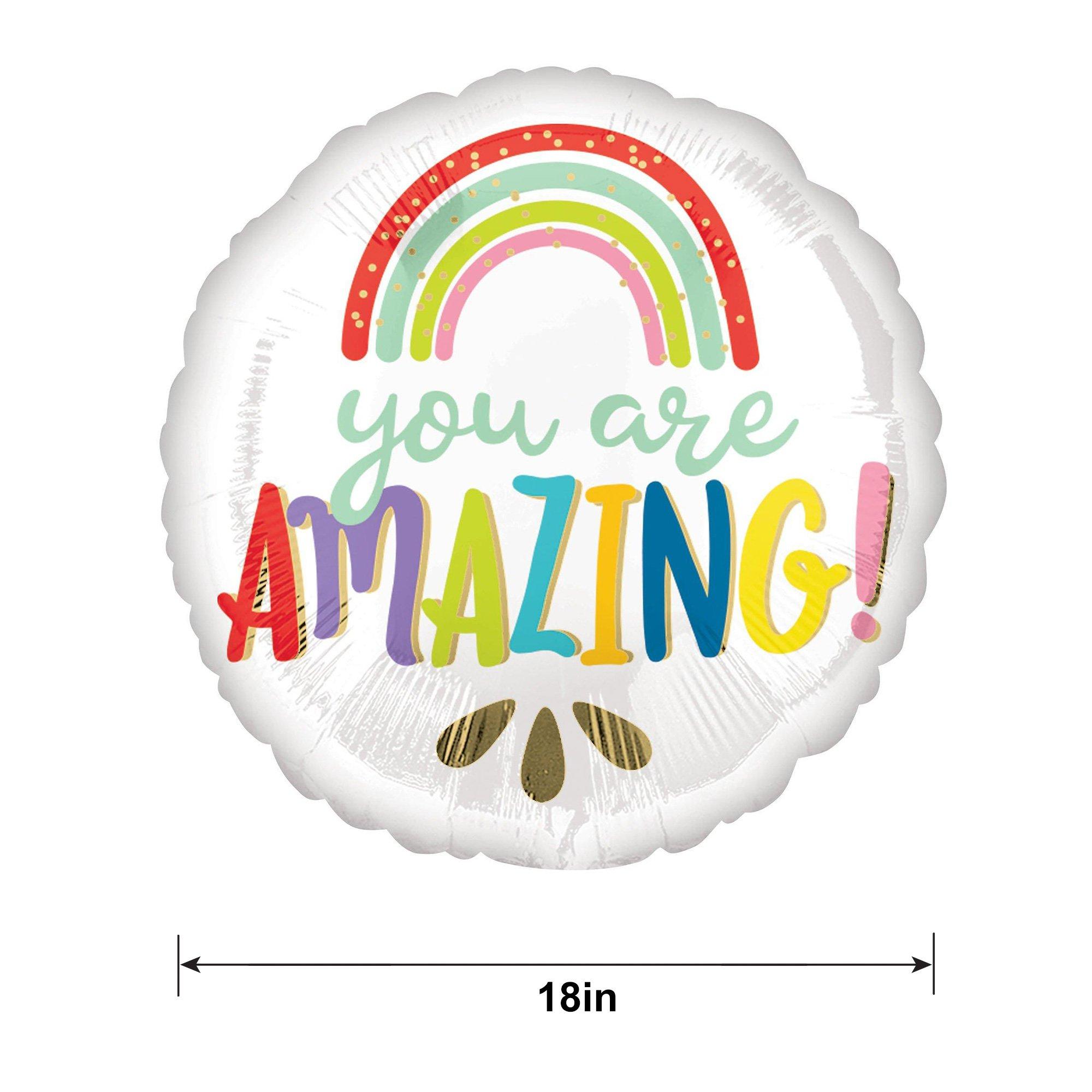 Rainbow You Are Amazing Foil Balloon, 18in - Image 2