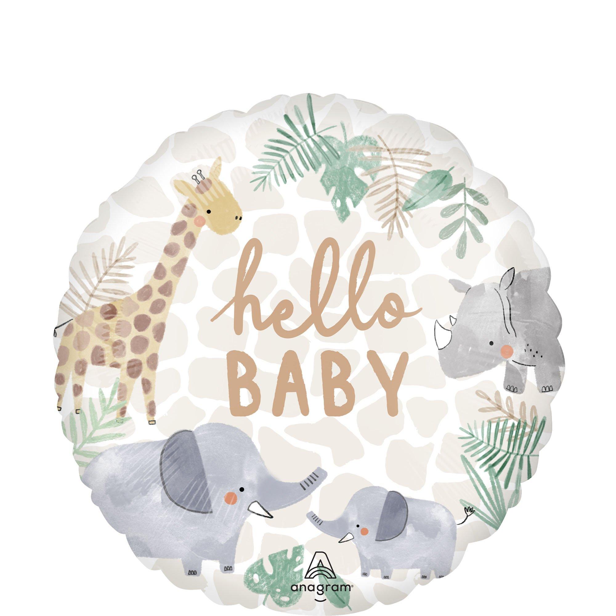 Hello Baby Soft Jungle Round Foil Balloon, 18in - Image 2