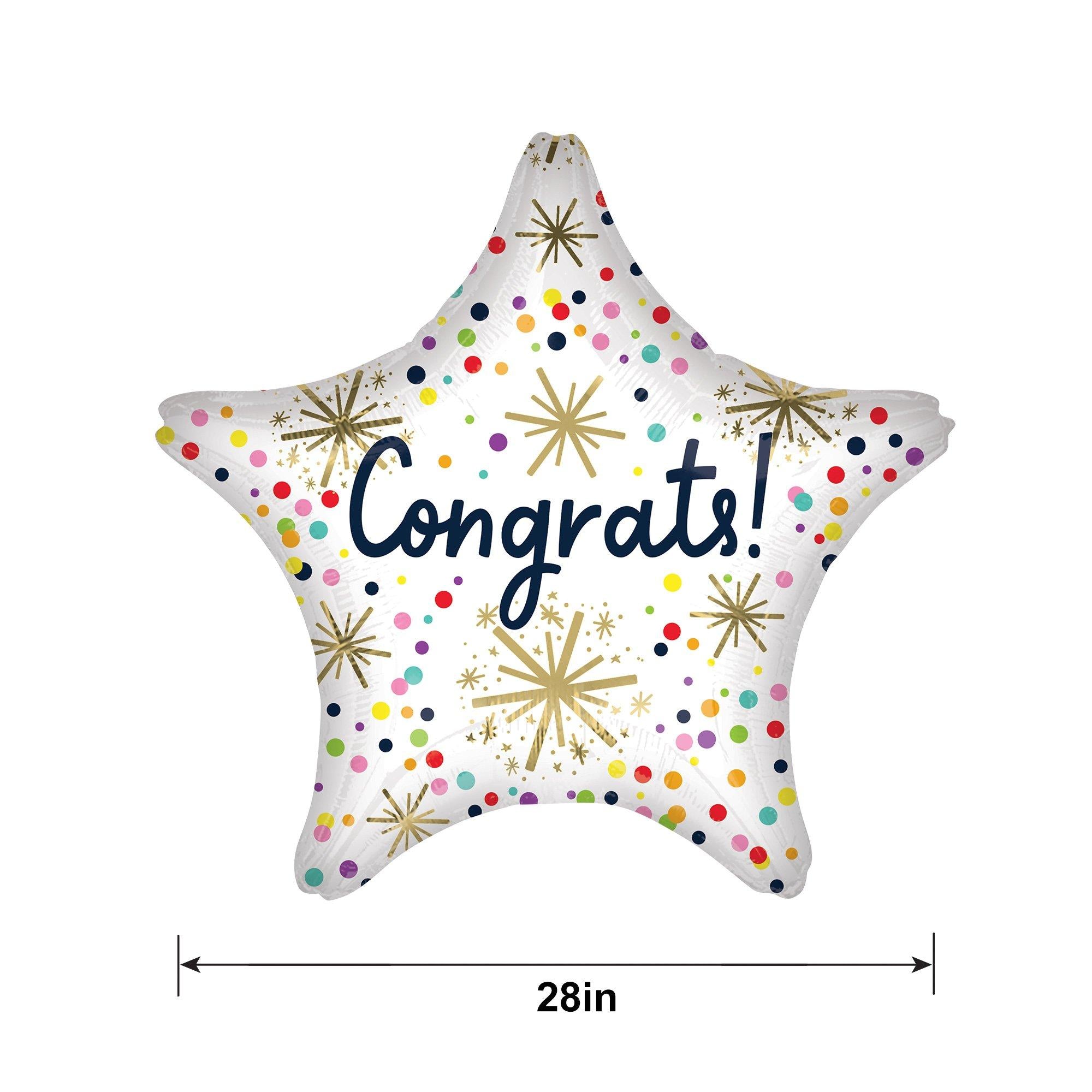 Confetti Sprinkle Congrats Star Foil Balloon, 27in - Image 2
