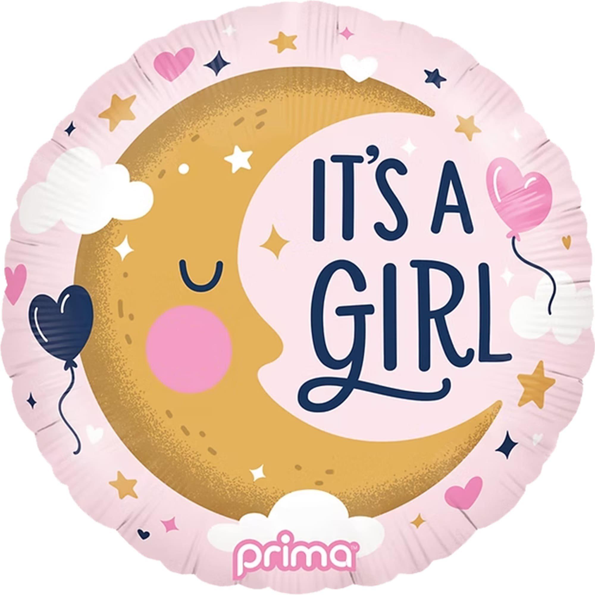 18in Round It's a Baby Moon Foil Balloon, Assorted Colors - Image 2