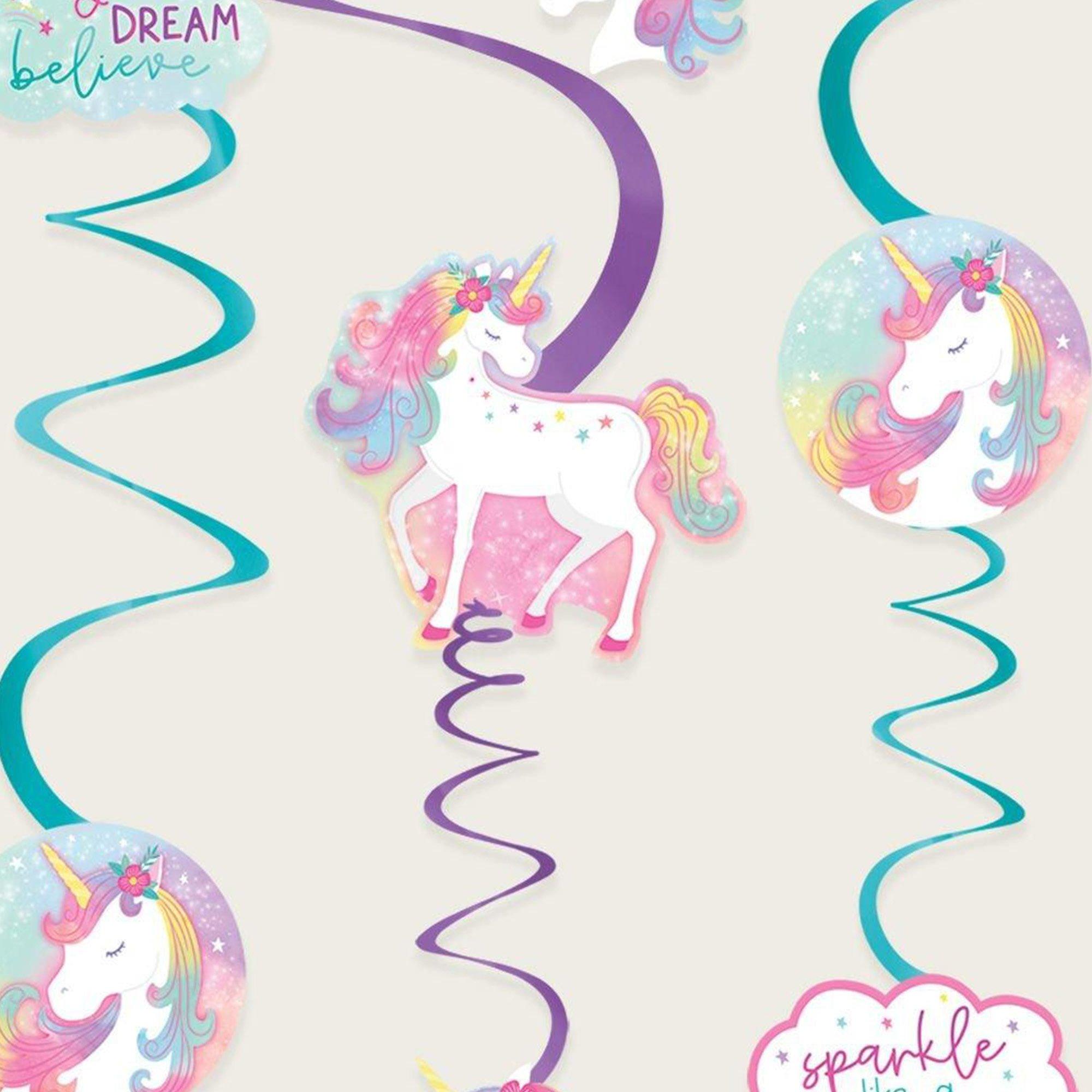 Enchanted Unicorn Foil Swirl Decorations, 12ct - Image 2