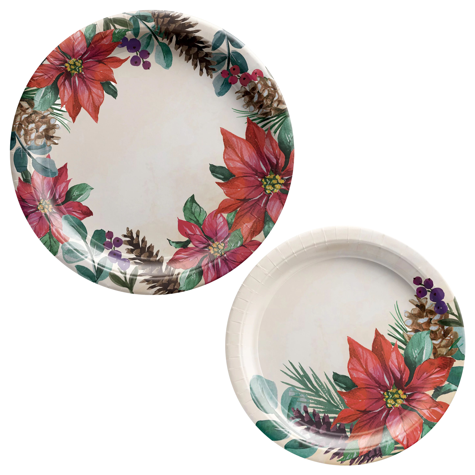 Traditional Poinsettia Dinner or Dessert Plates, 8ct