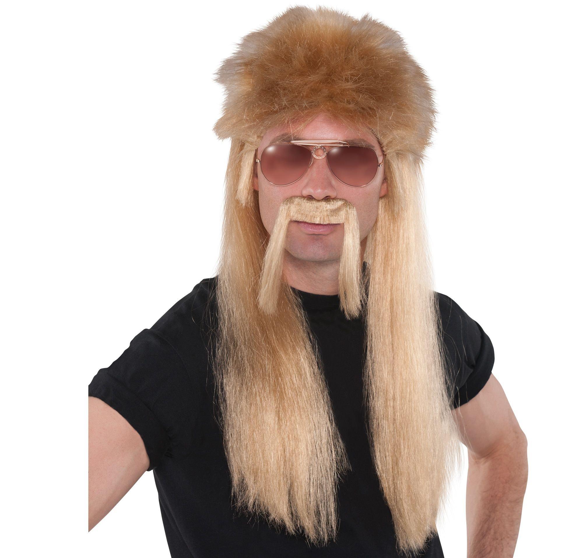 Mullet Wig & Mustache, Assorted Colors - Image 2