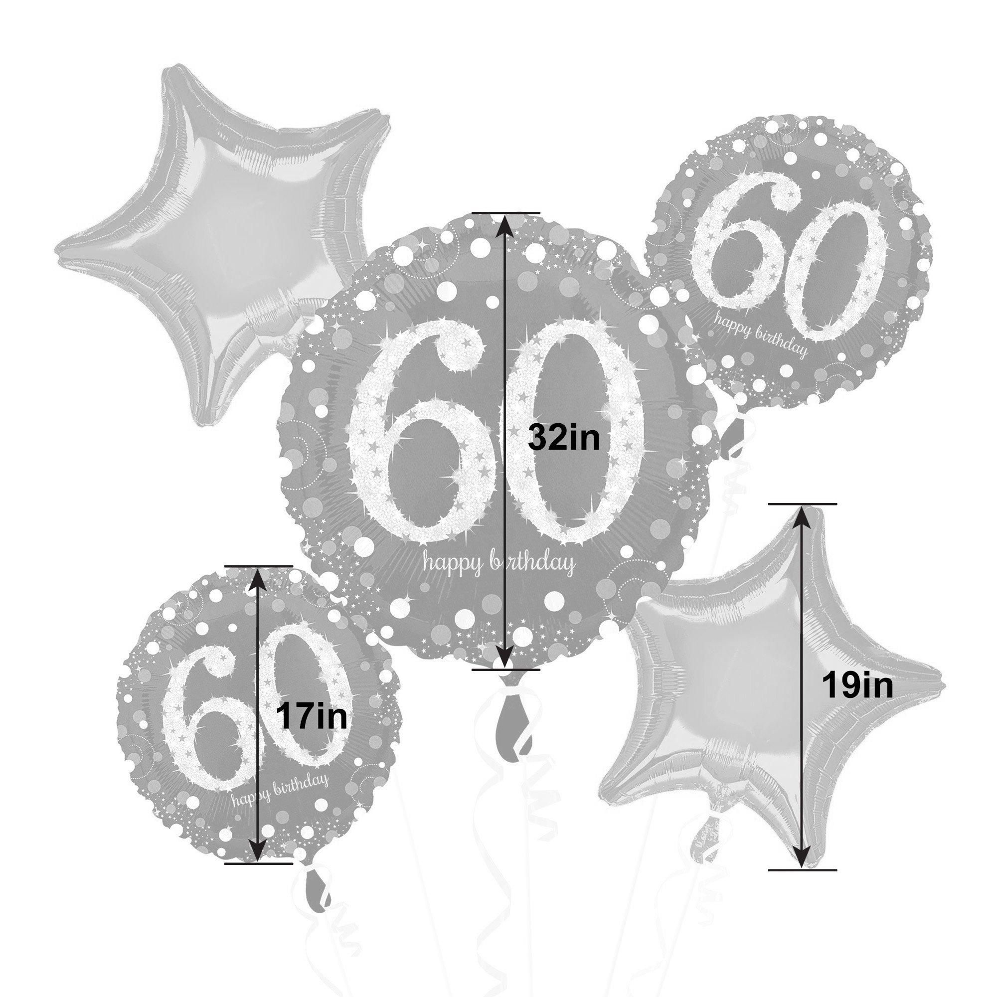 Sparkling Celebration 60th Birthday Foil Balloon Bouquet, 5pc - Image 2