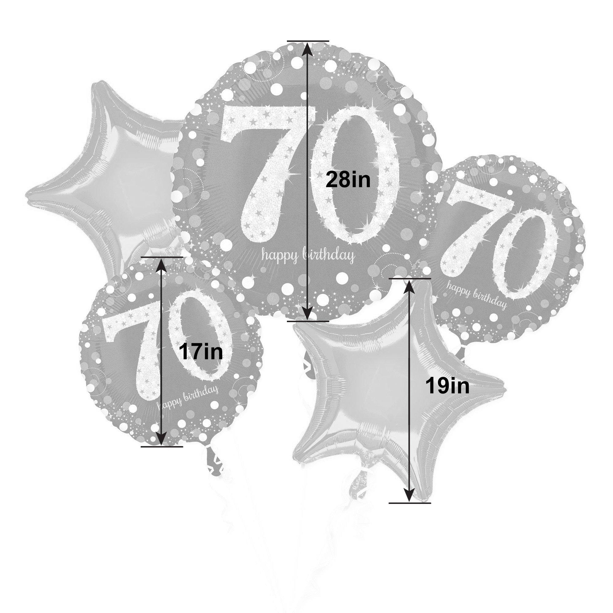 Sparkling Celebration 70th Birthday Foil Balloon Bouquet, 5pc - Image 2