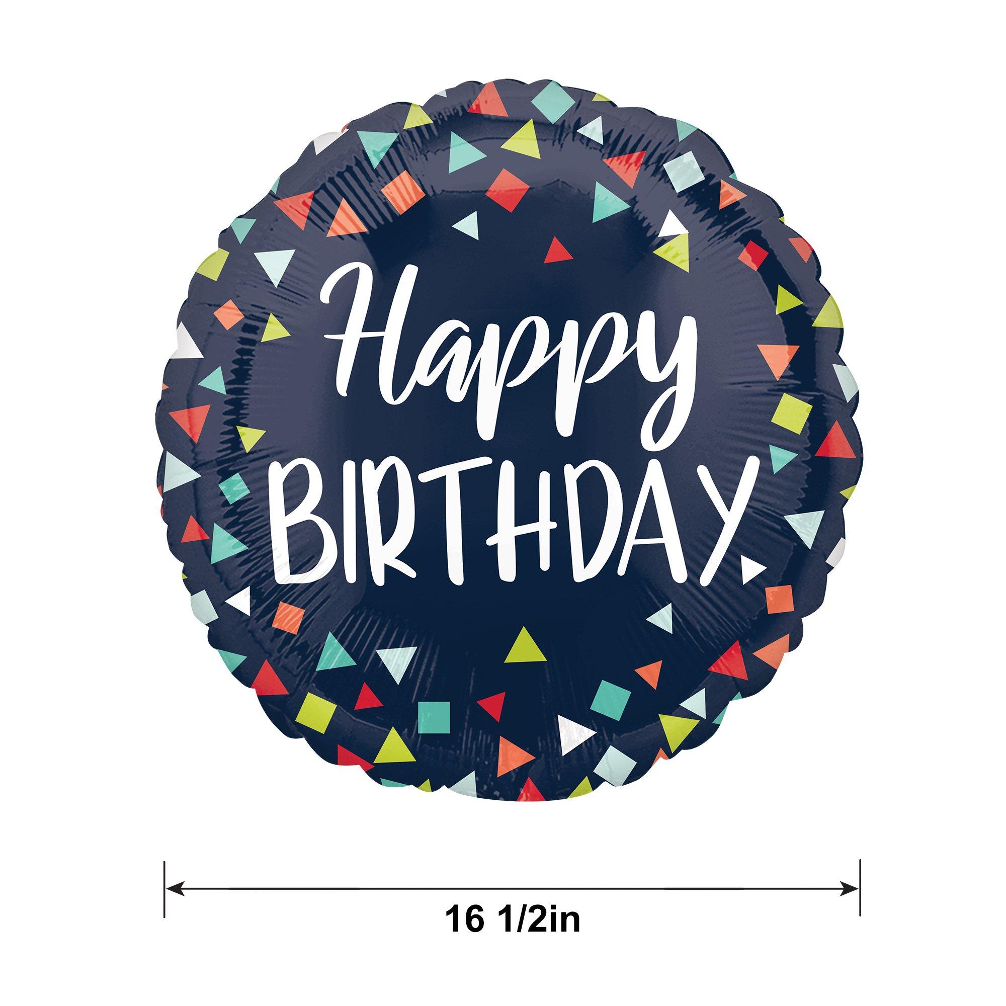 Navy Confetti Happy Birthday Foil Balloon, 16in - Image 2