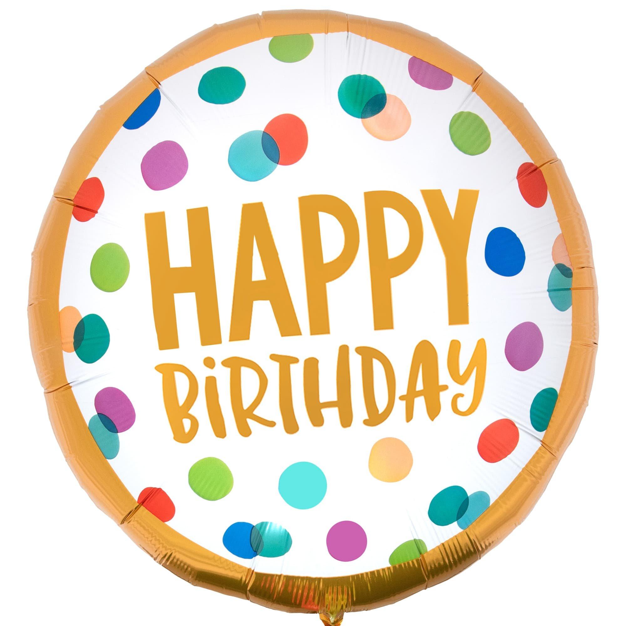 Giant Multicolor Happy Dots Birthday Balloon with Tail, 32in - Image 2